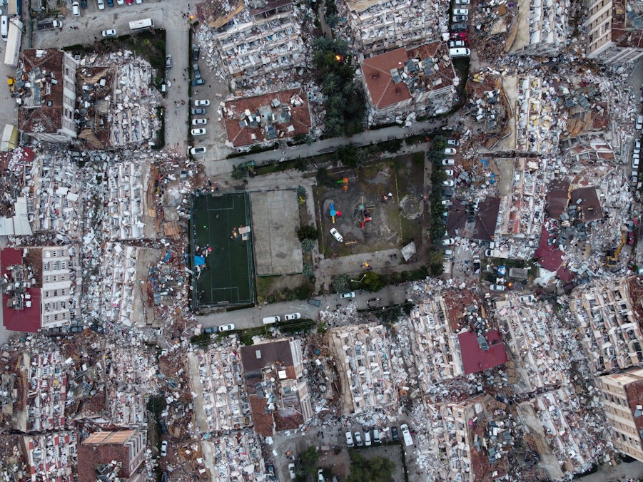 Das nach dem Erdbeben völlig zerstörte Zentrum von Hatay.