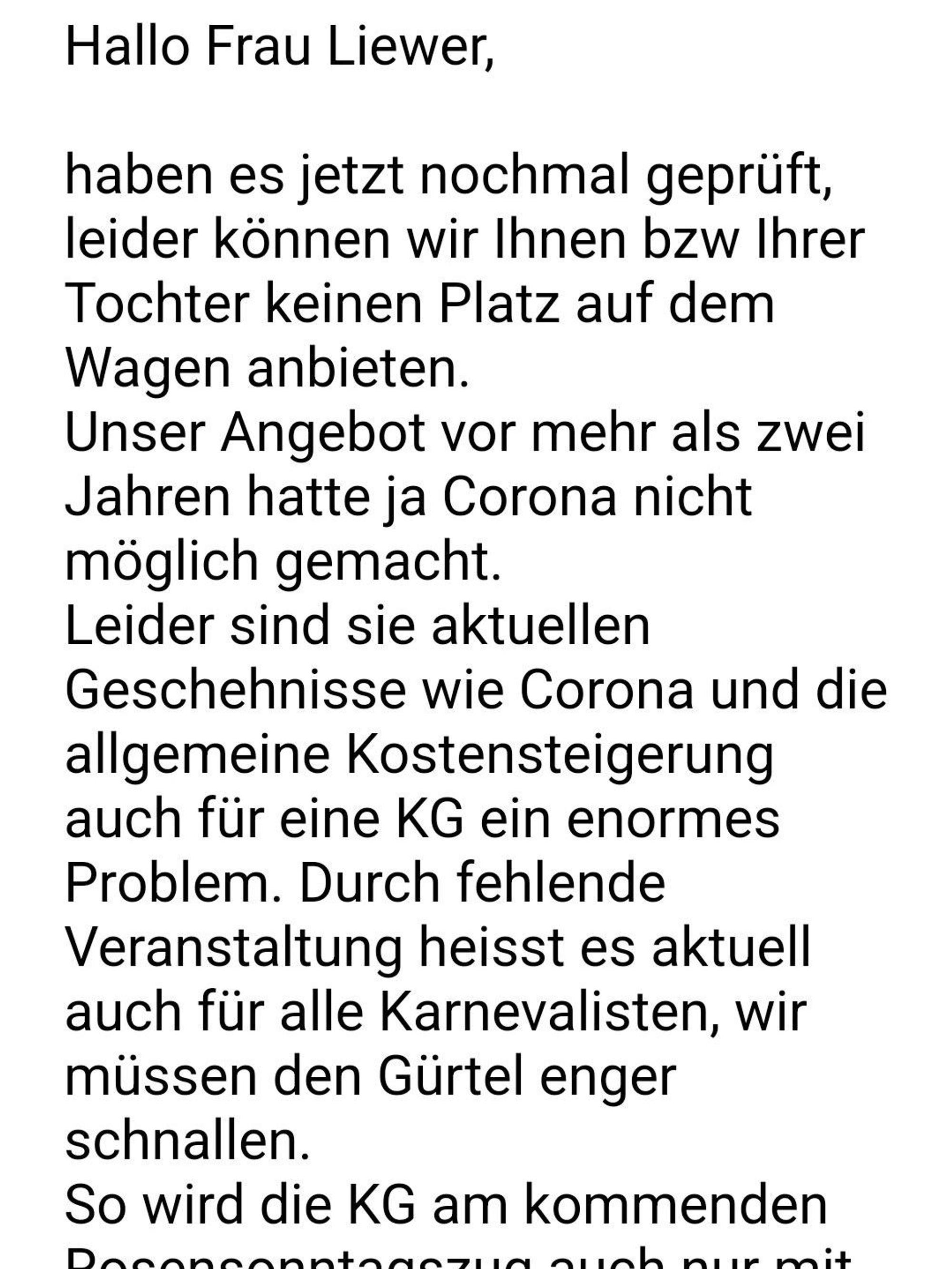 Ein Auszug aus einer Textnachricht.