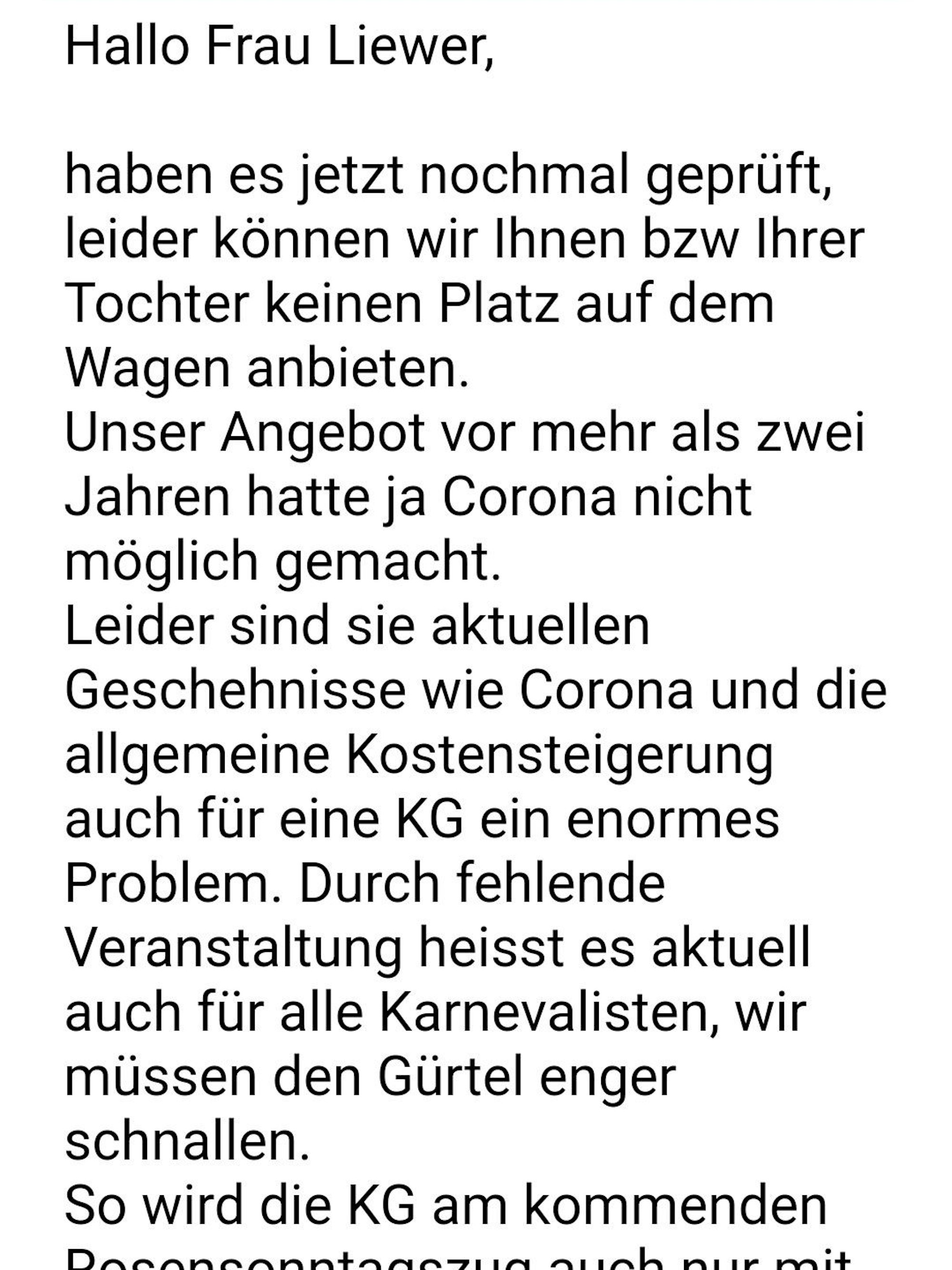 Ein Auszug aus einer Textnachricht.