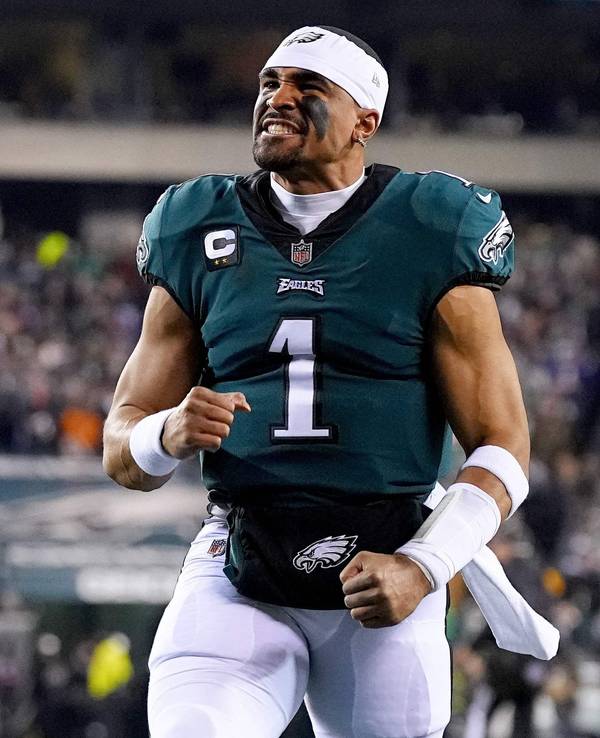 Jalen Hurts vor dem Spiel seiner Philadelphia Eagles in der Divisional Round gegen die New York Giants.