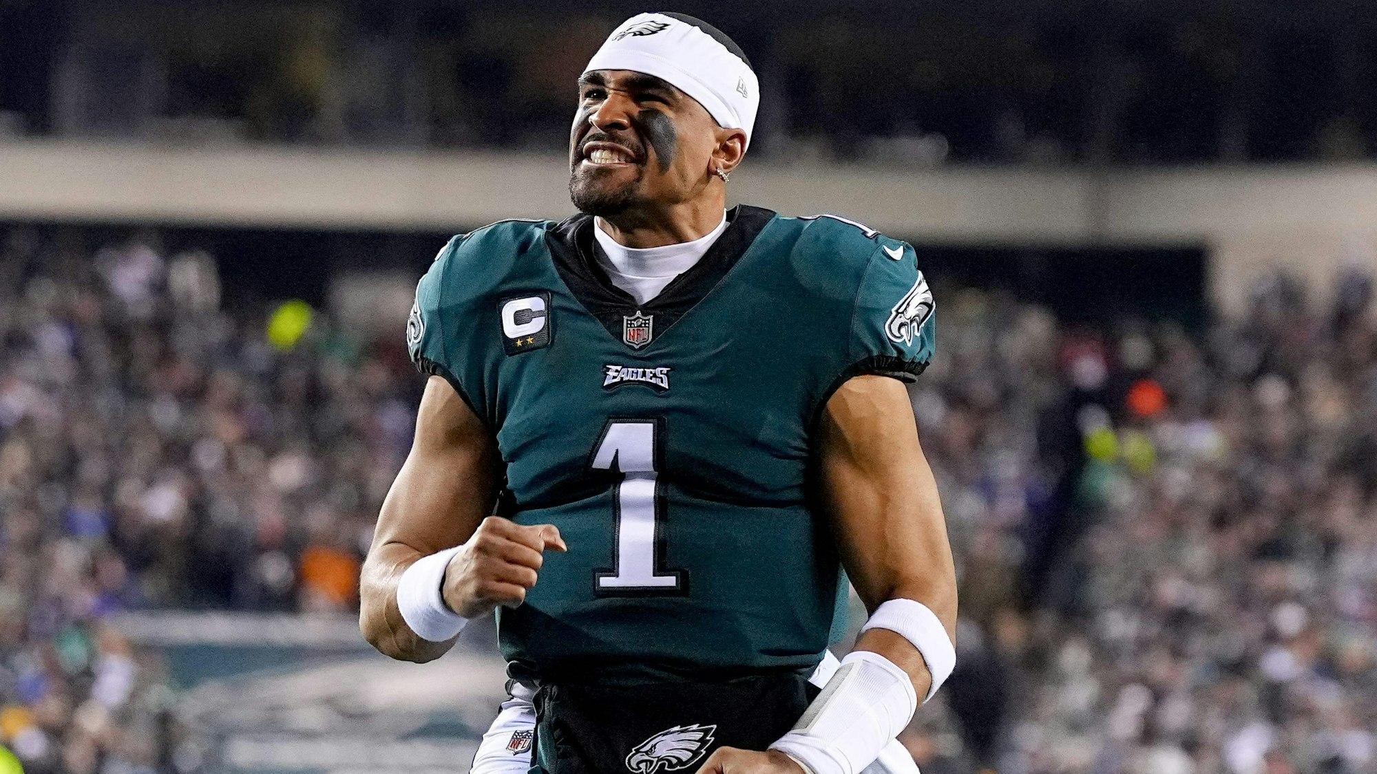 Jalen Hurts vor dem Spiel seiner Philadelphia Eagles in der Divisional Round gegen die New York Giants.