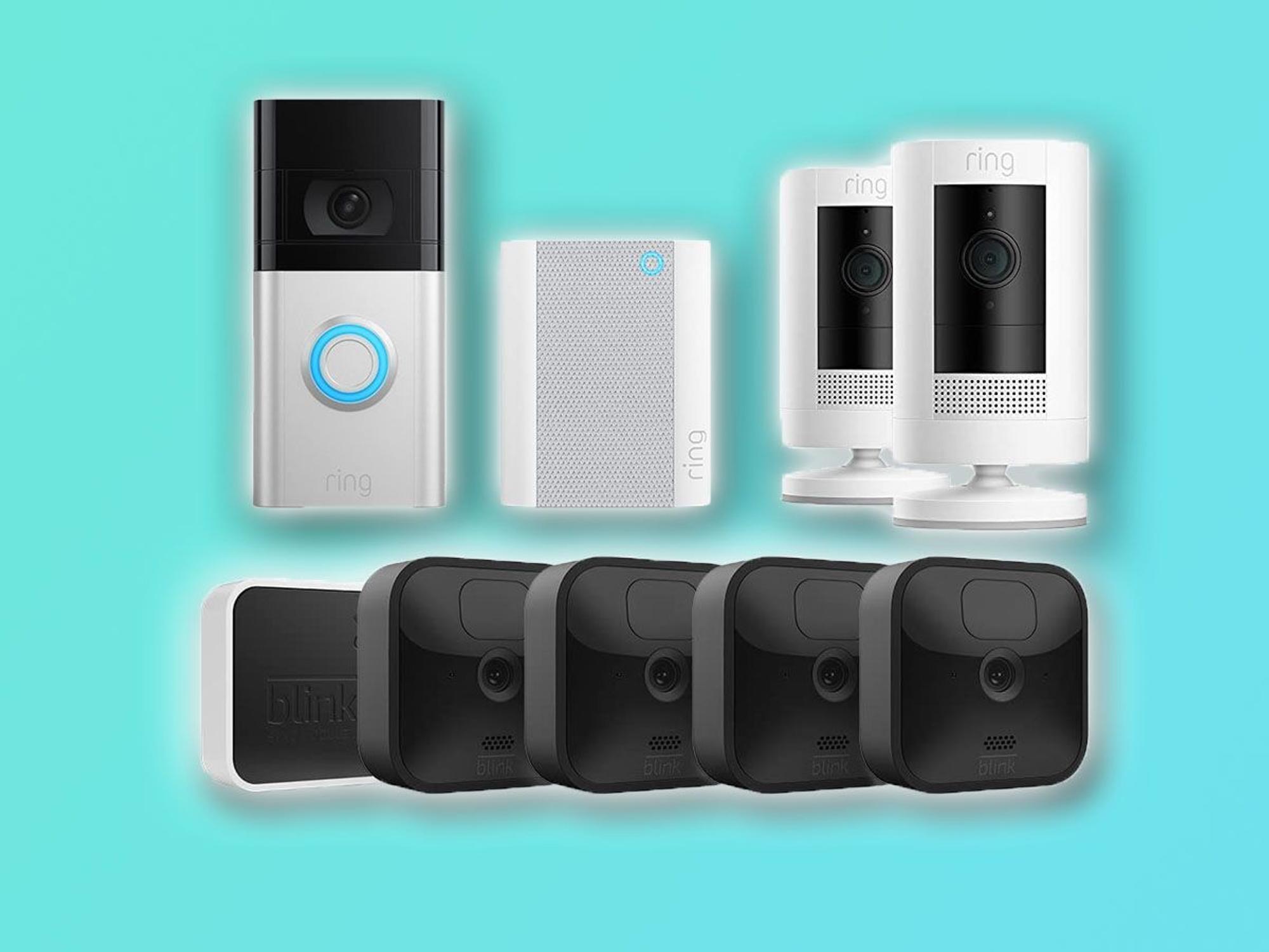 Ring Türklingel, Ring Überwachungskameras und Blink Überwachungskameras. Bild für Ring und Blink Angebot bei Amazon.