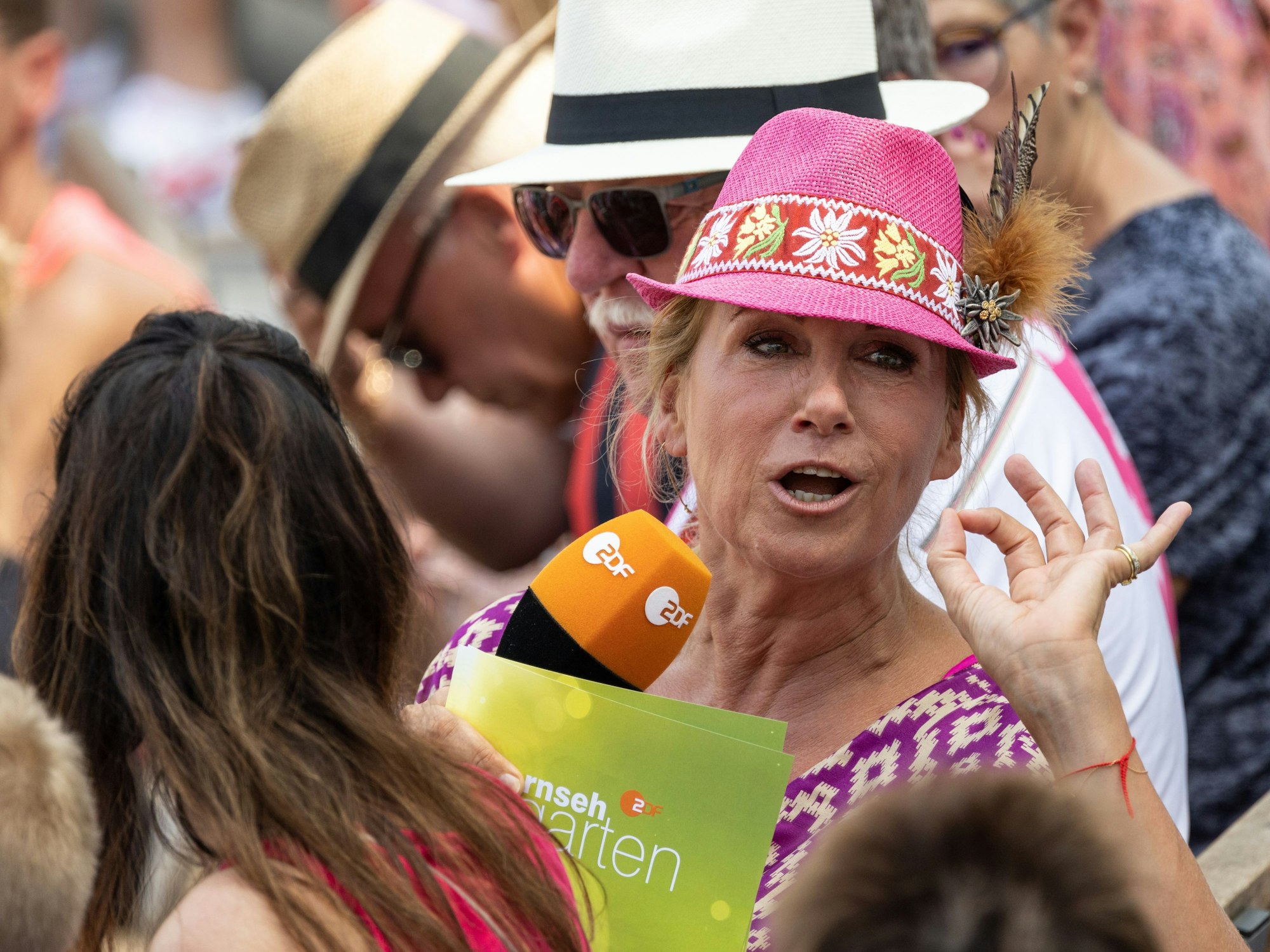 Moderatorin Andrea Kiewel während der Live-Sendung «ZDF-Fernsehgarten» unter dem Partymotto «Mallorca vs. Oktoberfest».