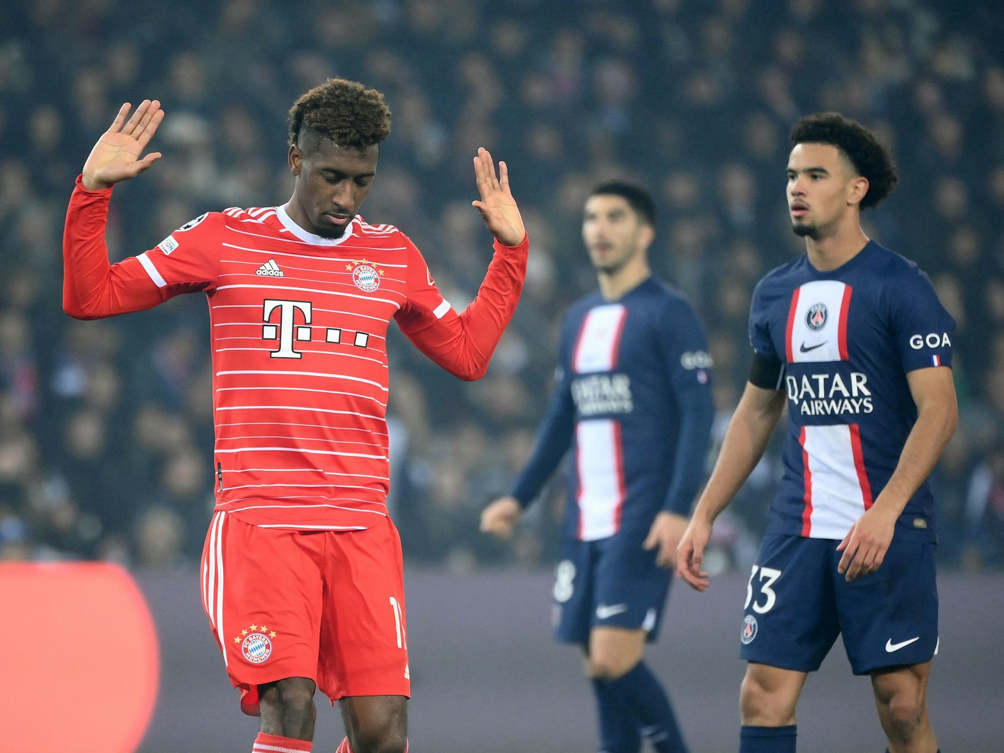 Kingsley Coman jubelt verhalten gegen Paris Saint-Germain.