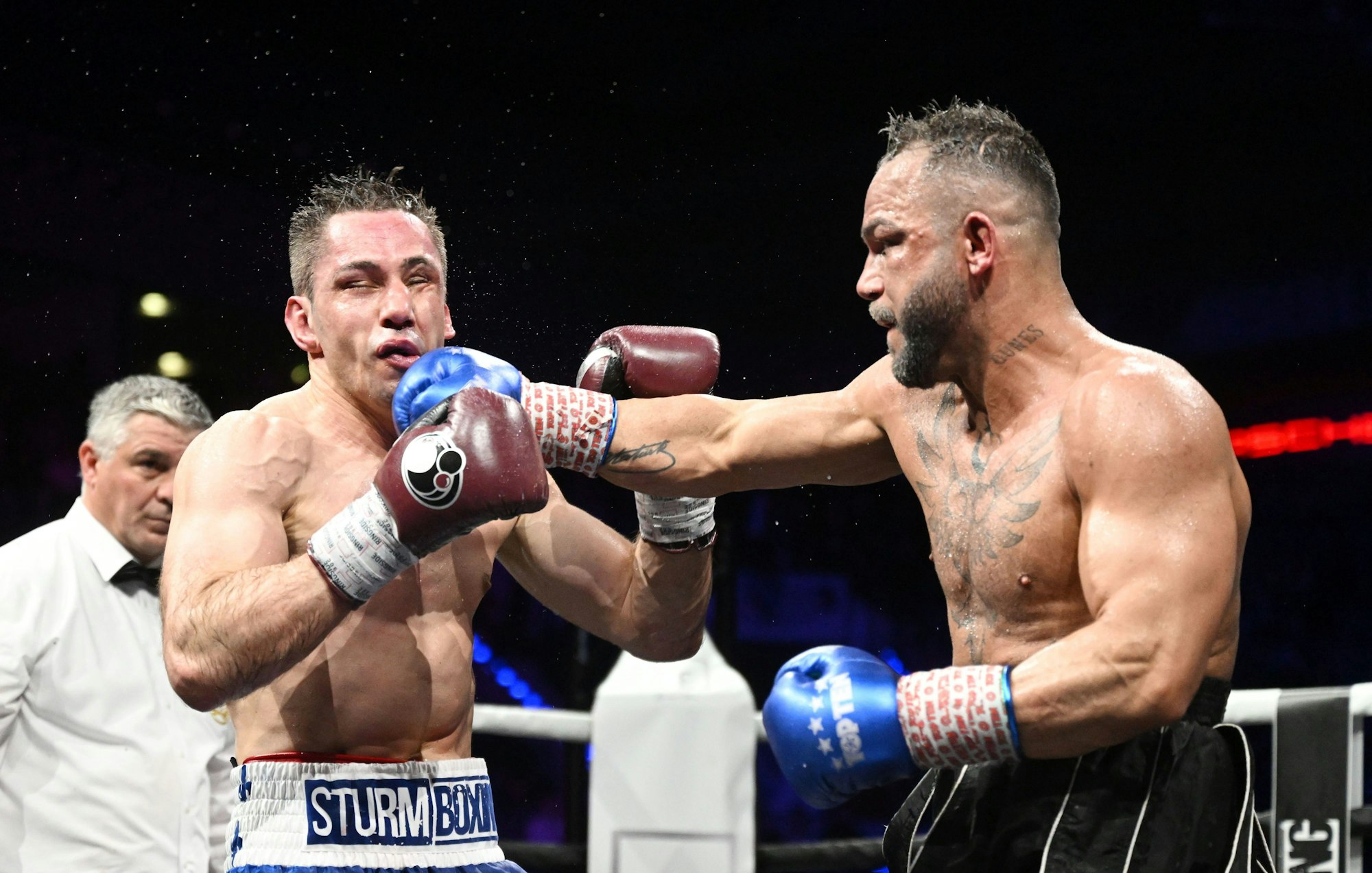 Felix Sturm (l) im Kampf gegen Sükrü Altay aus im Halbschwergewicht.