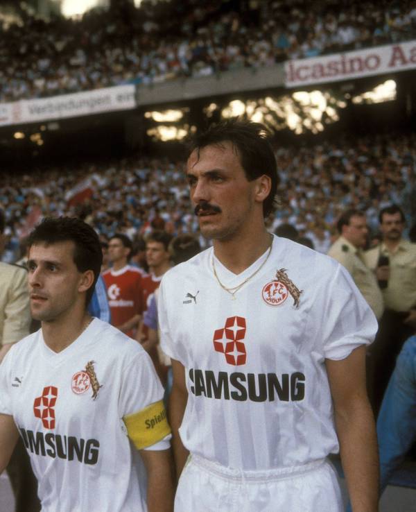 Jürgen Kohler und Pierre Littbarski 1989 im Trikot des 1. FC Köln.