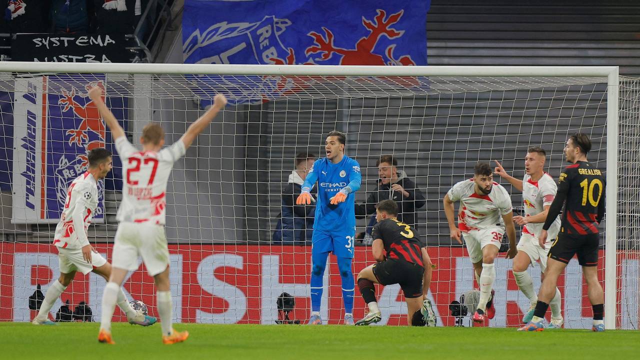 RB Leipzig jubelt gegen Manchester City über den 1:1-Ausgleich, der vor dem Rückspiel in der Champions League alles offen hält.