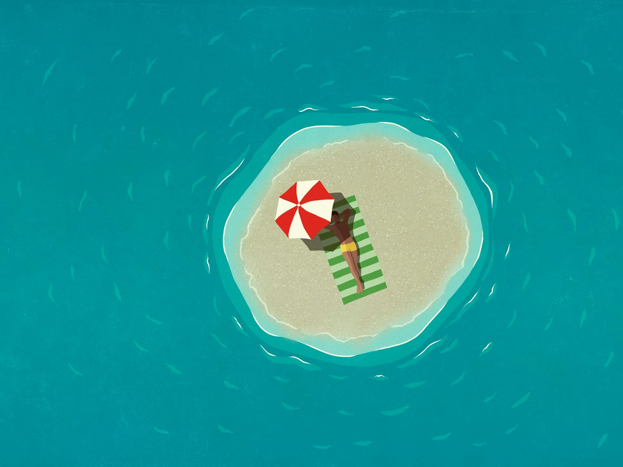 Comic: Mann auf einsamer Insel