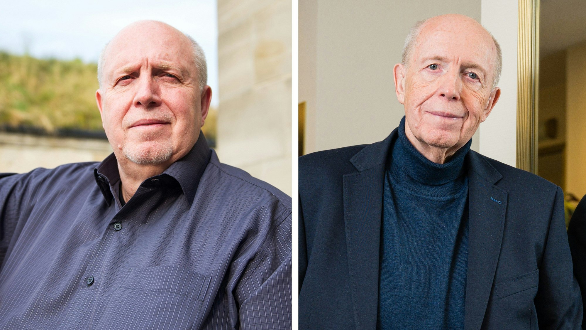 Reiner Calmund links auf einem Foto vor seiner Abnahme, rechts danach. Auf beiden Fotos trägt er ein dunkelblaues Hemd und schaut in die Kamera.