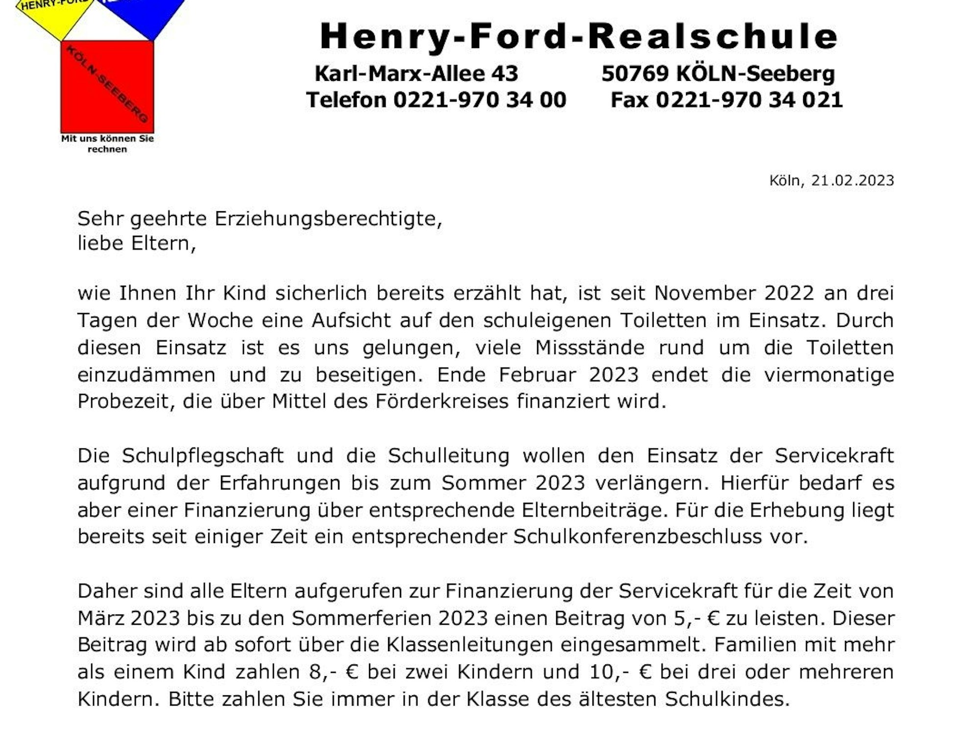 Ein Ausschnitt aus einem Elternbrief