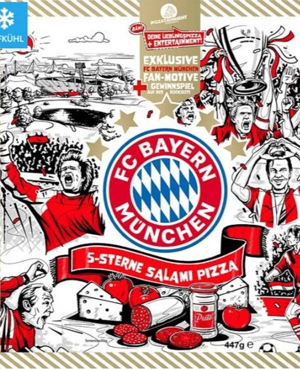 Der Pizza-Karton der Bayern-München-Pizza.