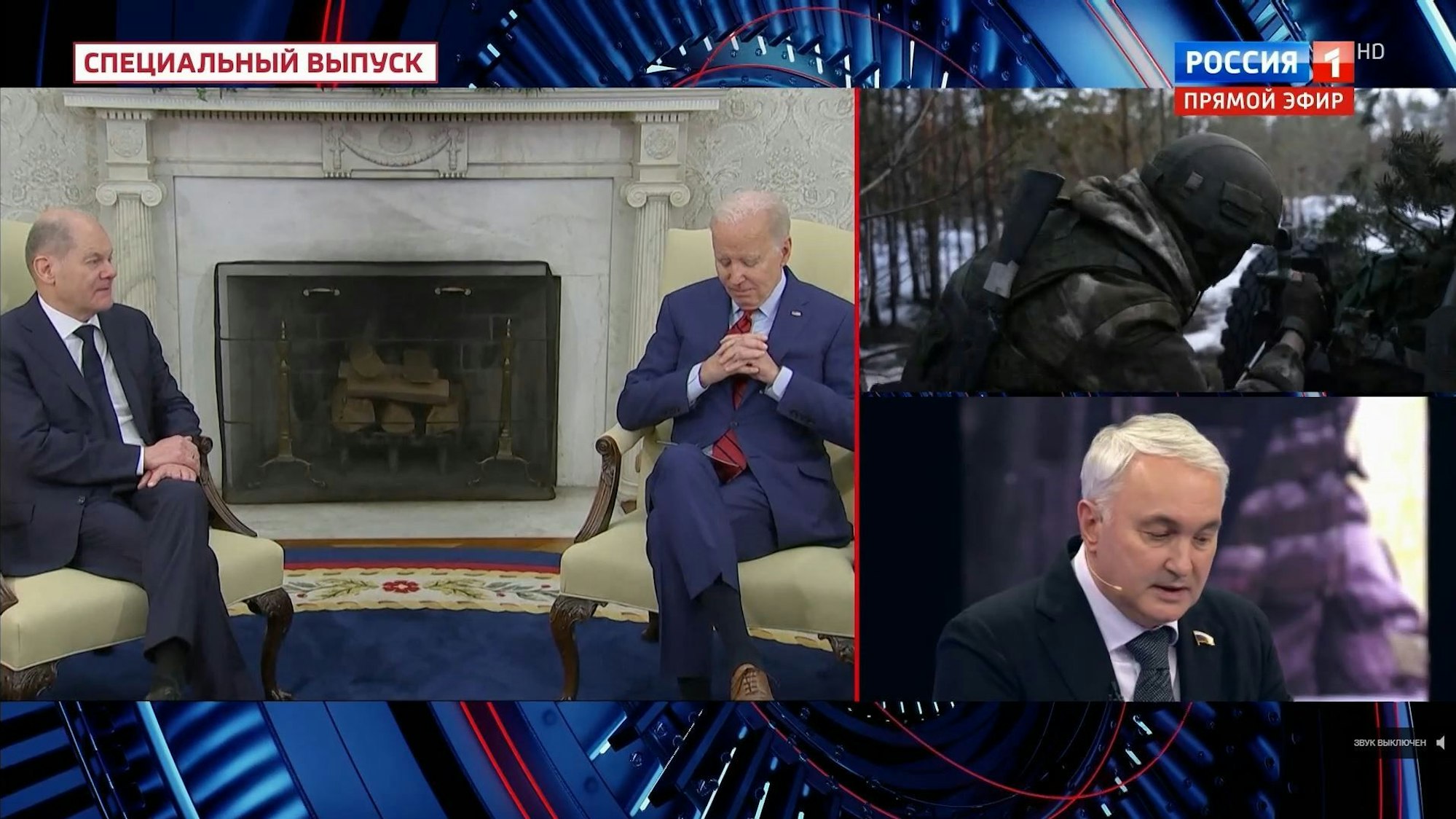 In der russischen Propaganda-Talkshow „60 Minuten“ auf Rossija 1 spricht Moderatorin Olga Skabeeva über aktuelle außenpolitische Themen. Der russische General Andrei Walerjewitsch Kartapolow erklärt darin, Deutschland habe schon immer die Ukraine zum Ziel gehabt.