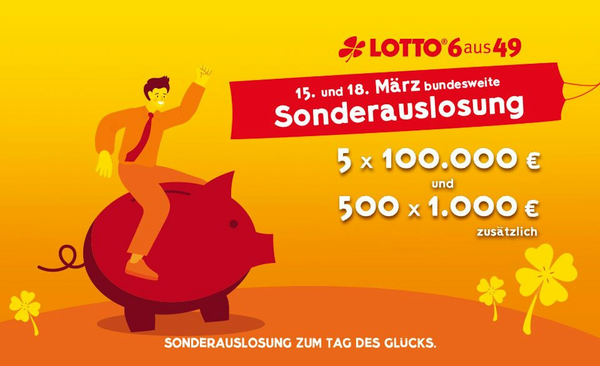 WestLotto Infobild zur Lotto 6aus49 Sonderauslosung zum Tag des Glücks.
