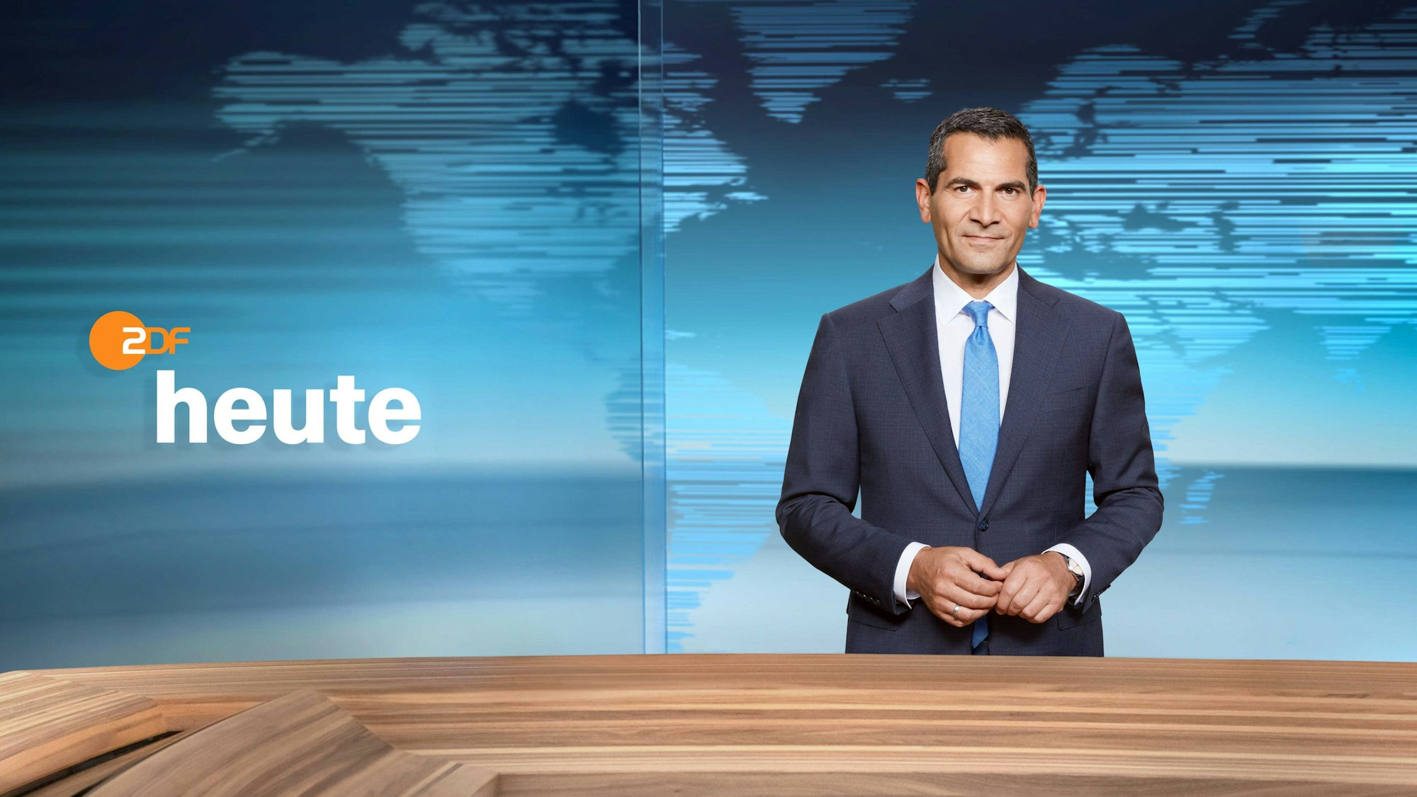 Die ZDF-Montage zeigt ZDF-Moderator Mitri Sirin im Studio der 19-Uhr-«heute»-Sendung
