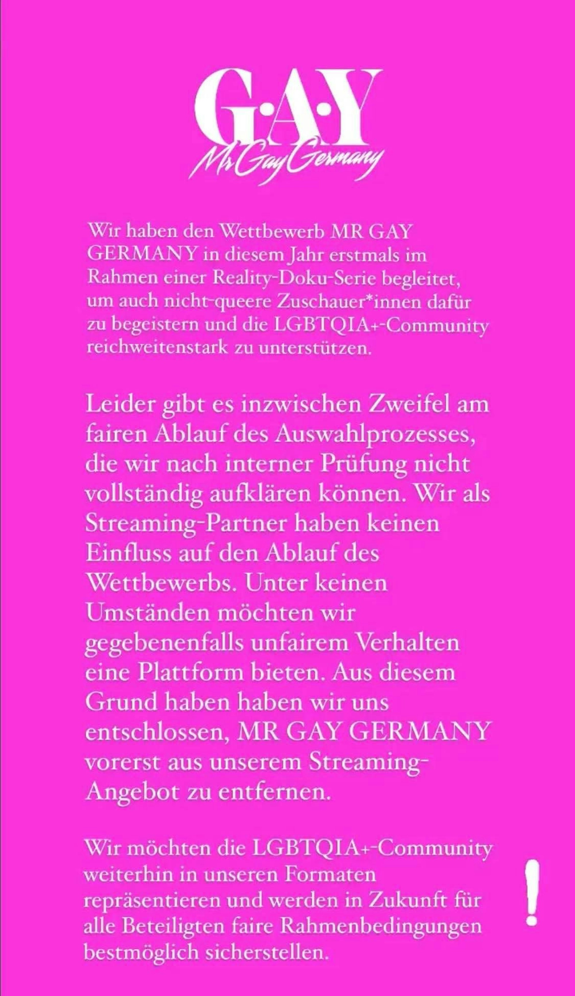 Dieses Statement veröffentlichte der Streamingdienst Joyn am 14. März 2023 auf seinem Instagram-Account via Story.