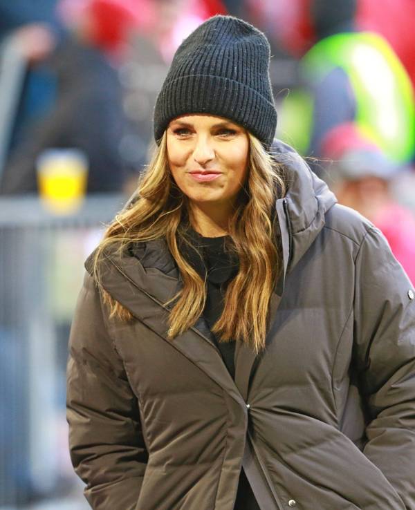 Moderatorin Laura Wontorra für DAZN in München.