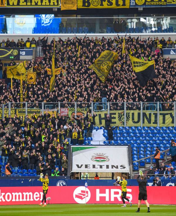 Die Fans von Borussia Dortmund in der Veltins-Arena.