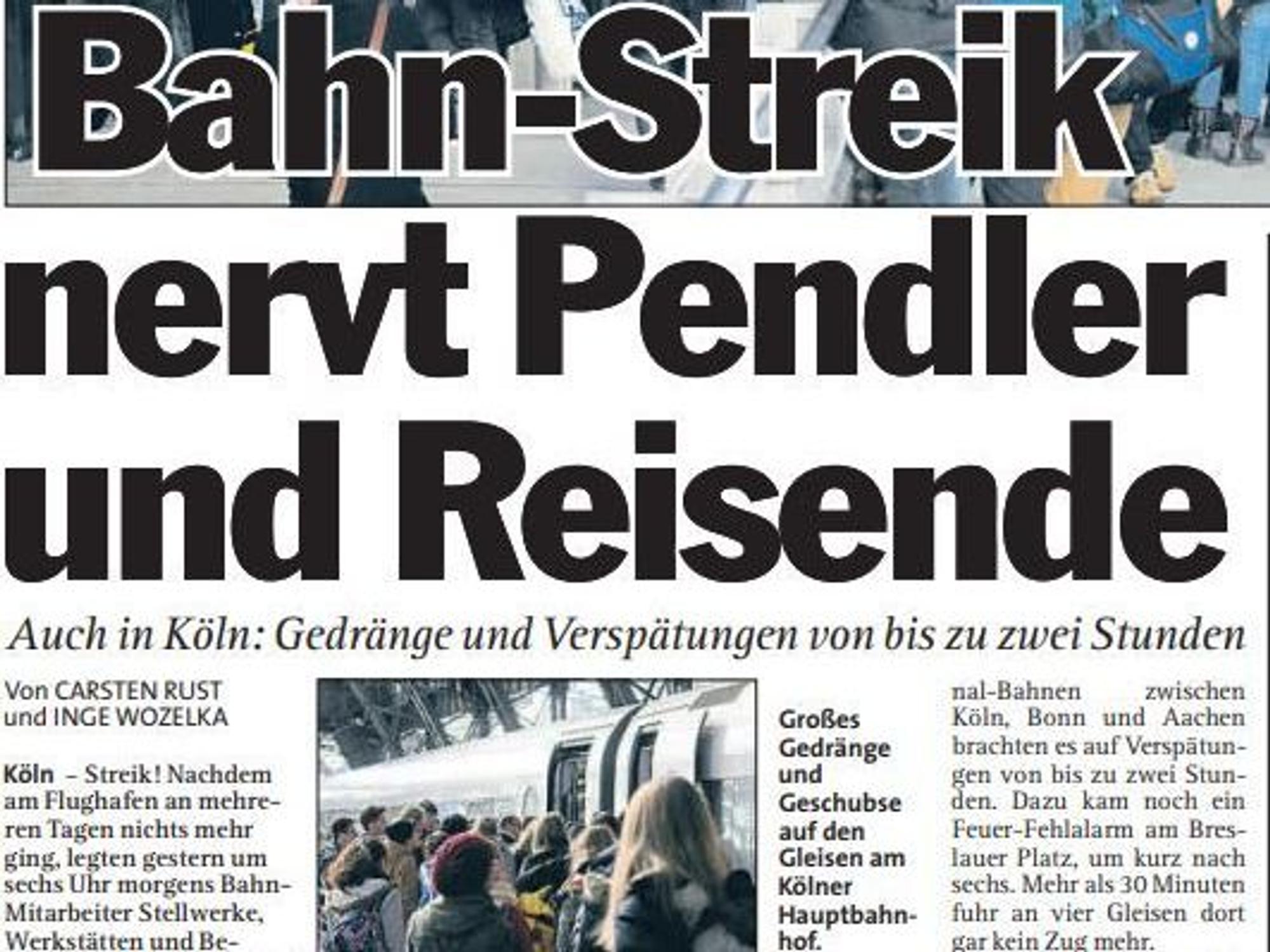 Zeitungs-Ausschnitt: So berichtete EXPRESS 2013 über den Streik am Kölner Hauptbahnhof.