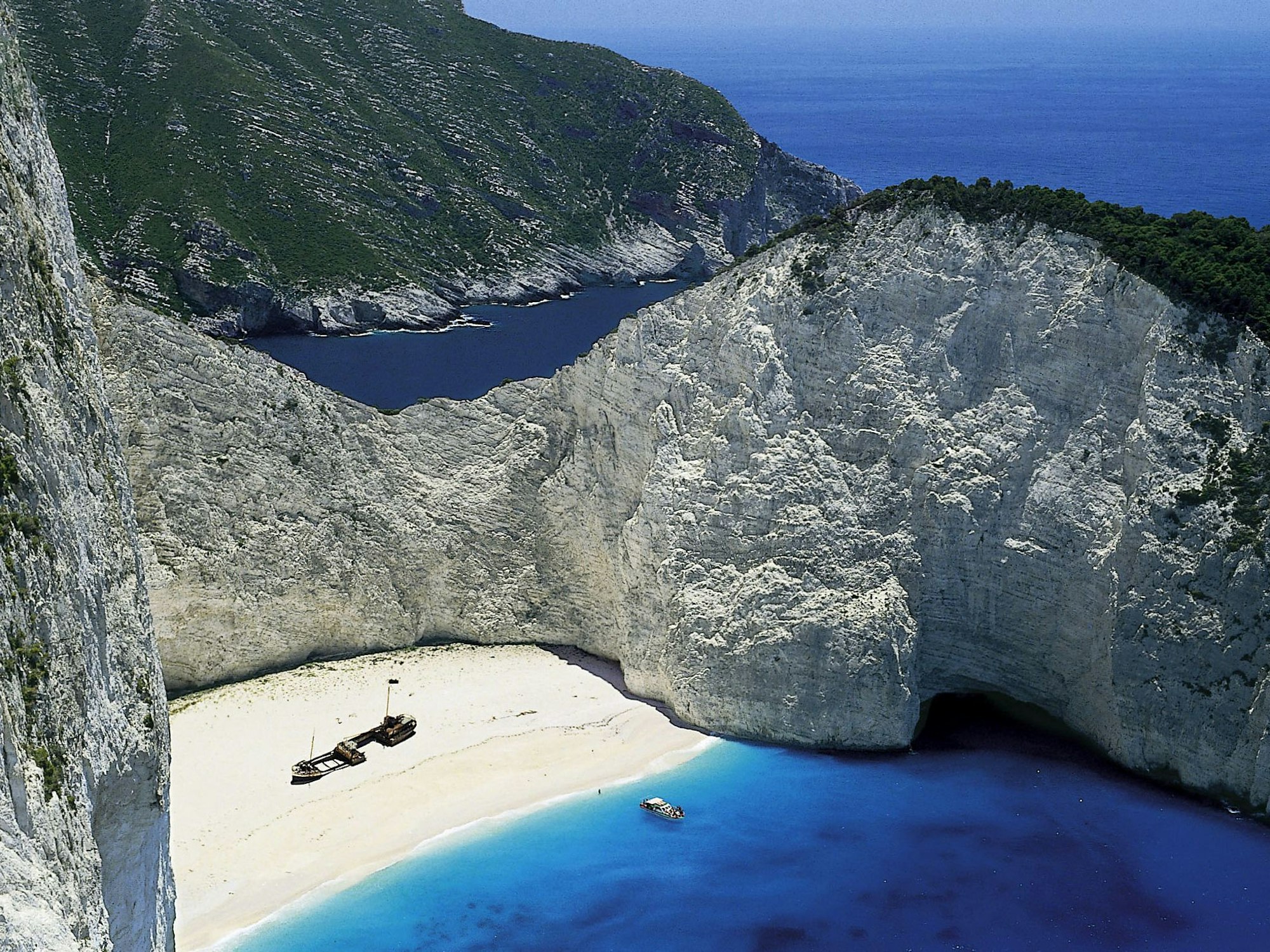Eine Drohnenaufnahme des „Navagio Beach“ auf der griechischen Insel Zakynthos, hier im November 2008.