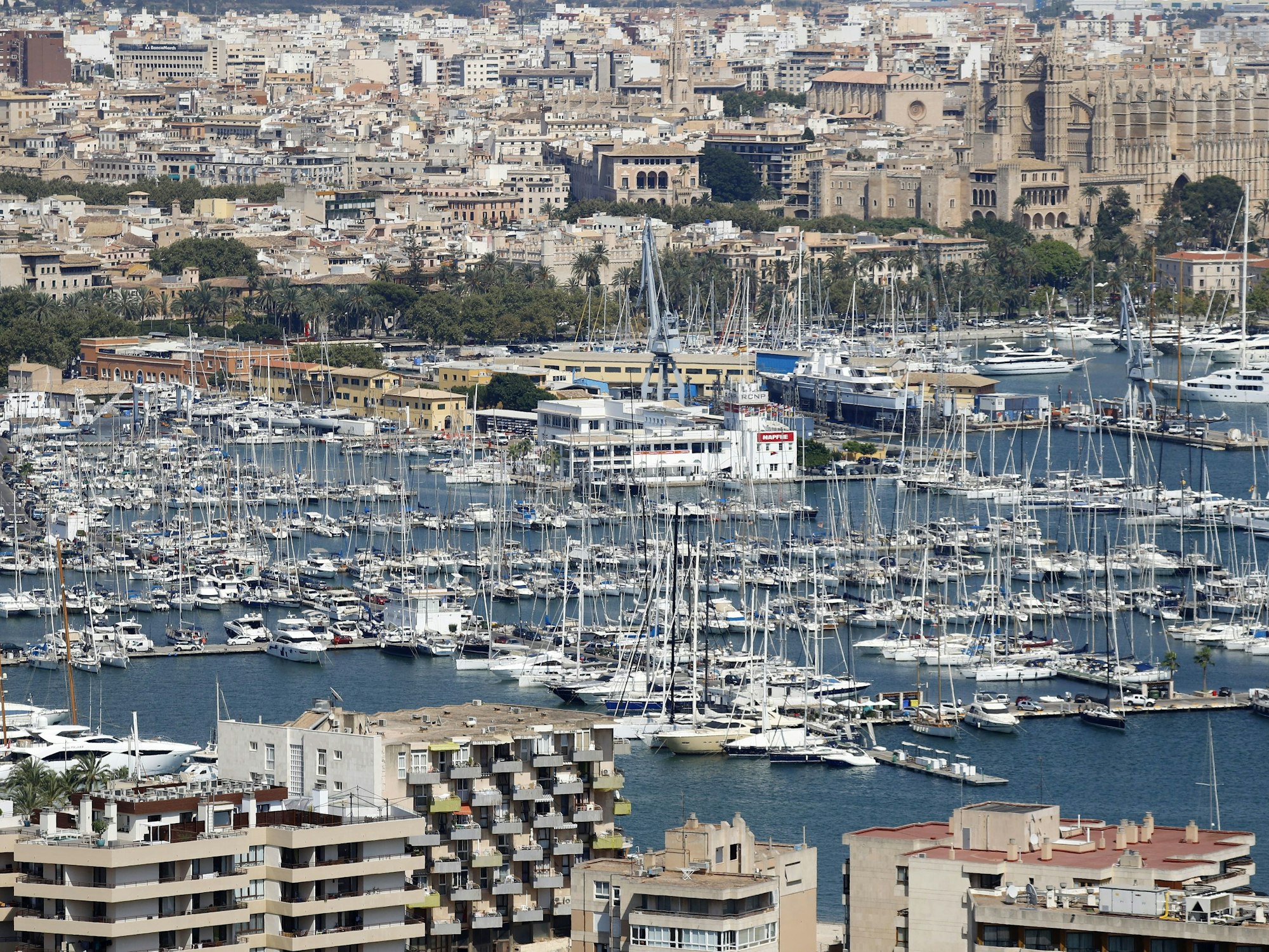 Blick über die Stadt Palma de Mallorca, hier im August 2018.