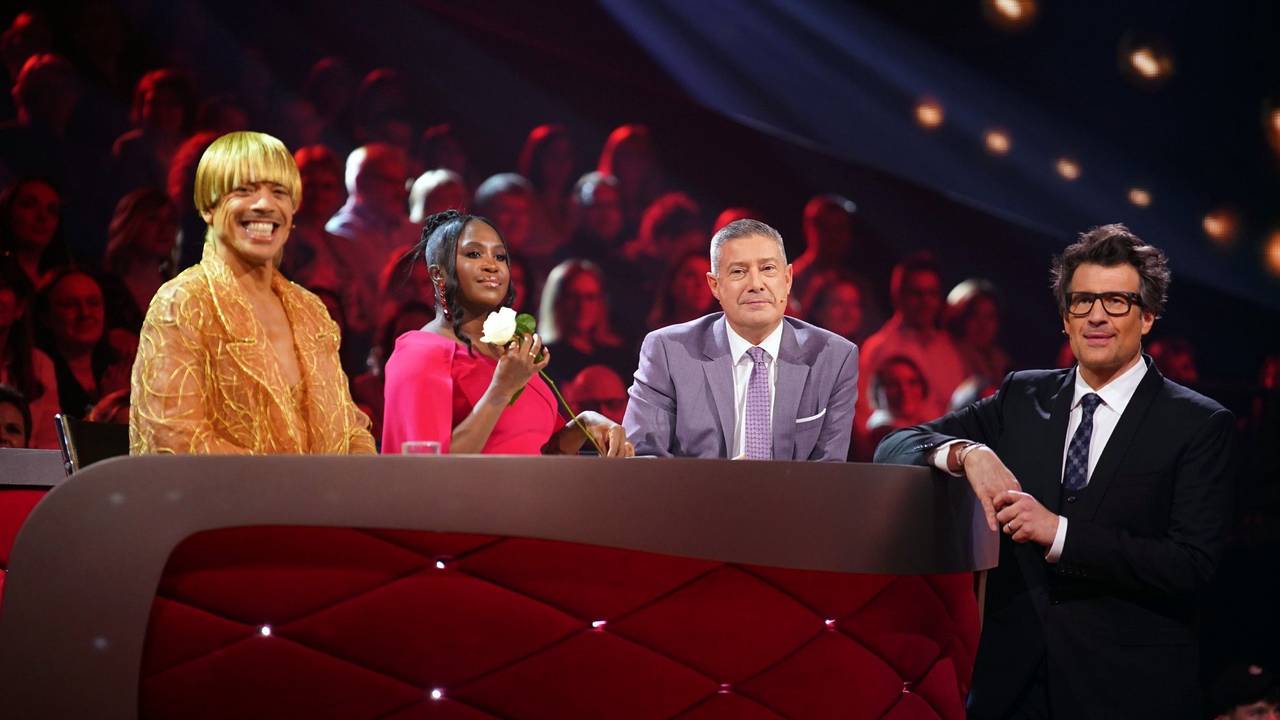 Die „Let's Dance“-Jury mit Jorge González (v.l.), Motsi Mabuse und Joachim Llambi sowie Moderator Daniel Hartwich am 10. März 2023.