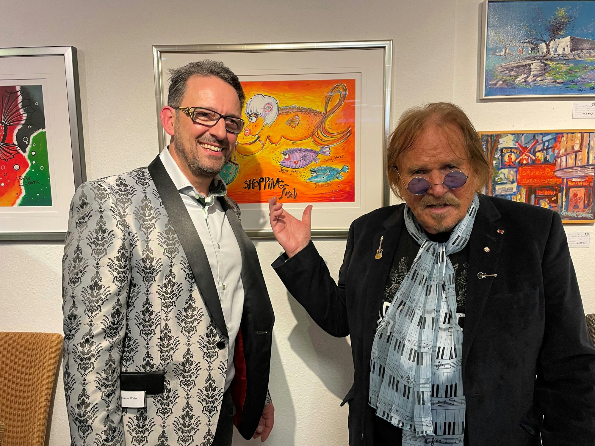 Frank Zander bei der Vernissage mit Thomas Wehr.
