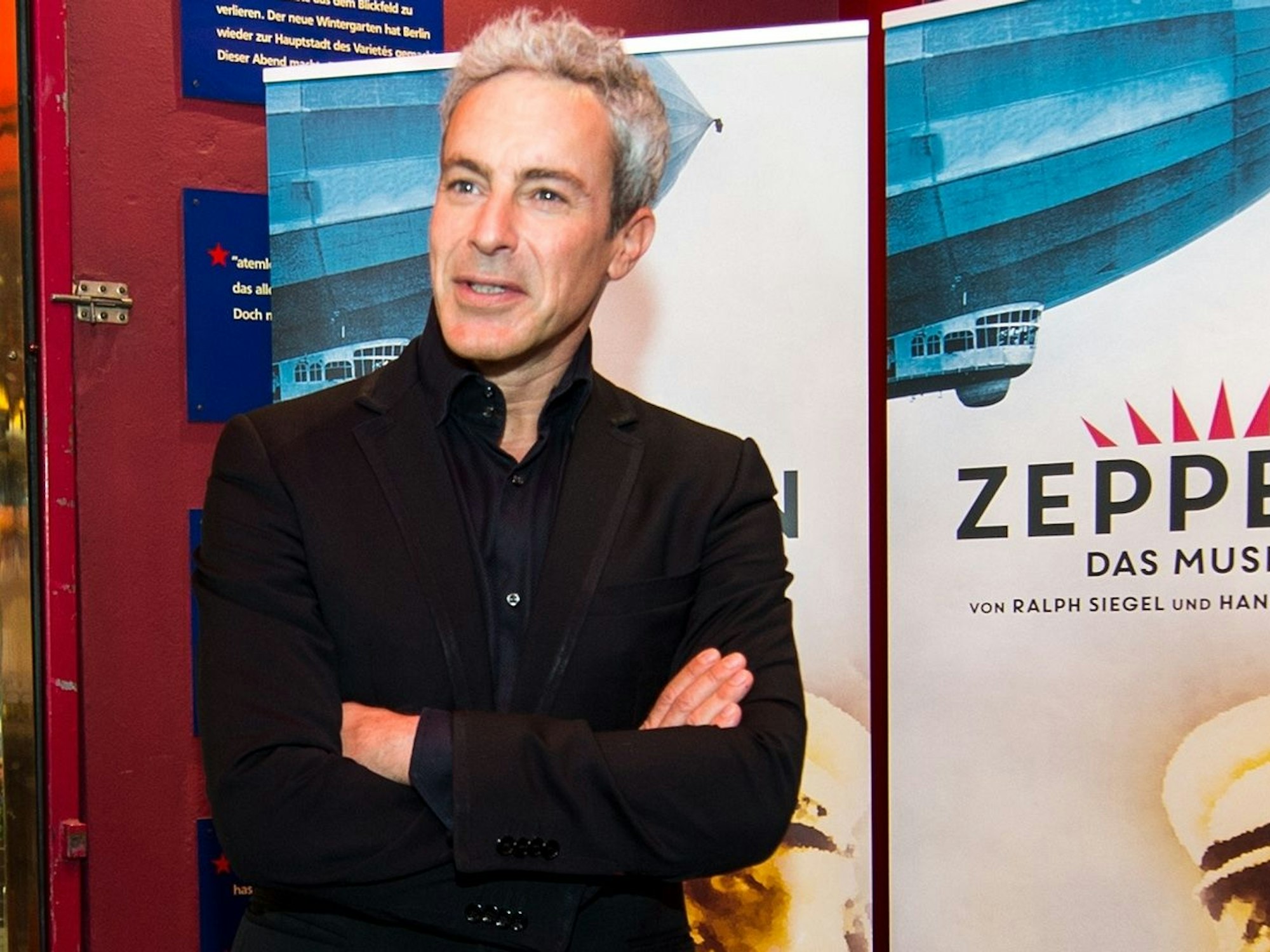 Schauspieler Gedeon Burkhard kommt am 29.05.2017 in Berlin zur Präsentation des Musicals „Zeppelin“. Das Stück handelt von der letzten Fahrt der Hindenburg.