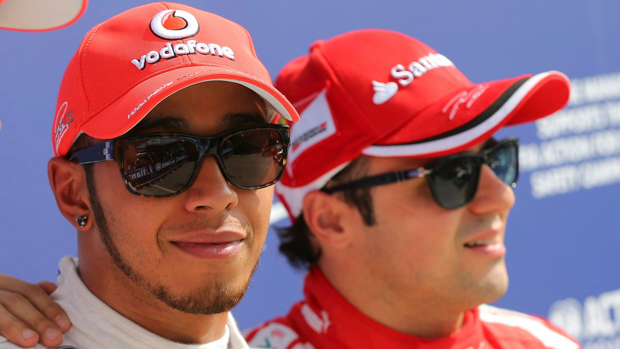 Lewis Hamilton und Felipe Massa nach dem Qualifying in Monza.