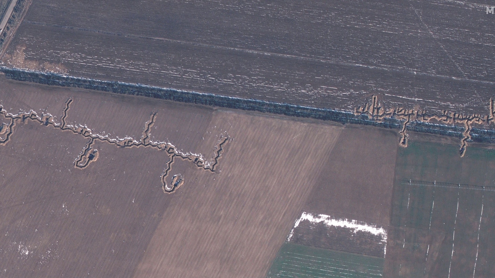 Gräben und Verteidigungsanlagen in der Nähe von Medvedivka (Krim).