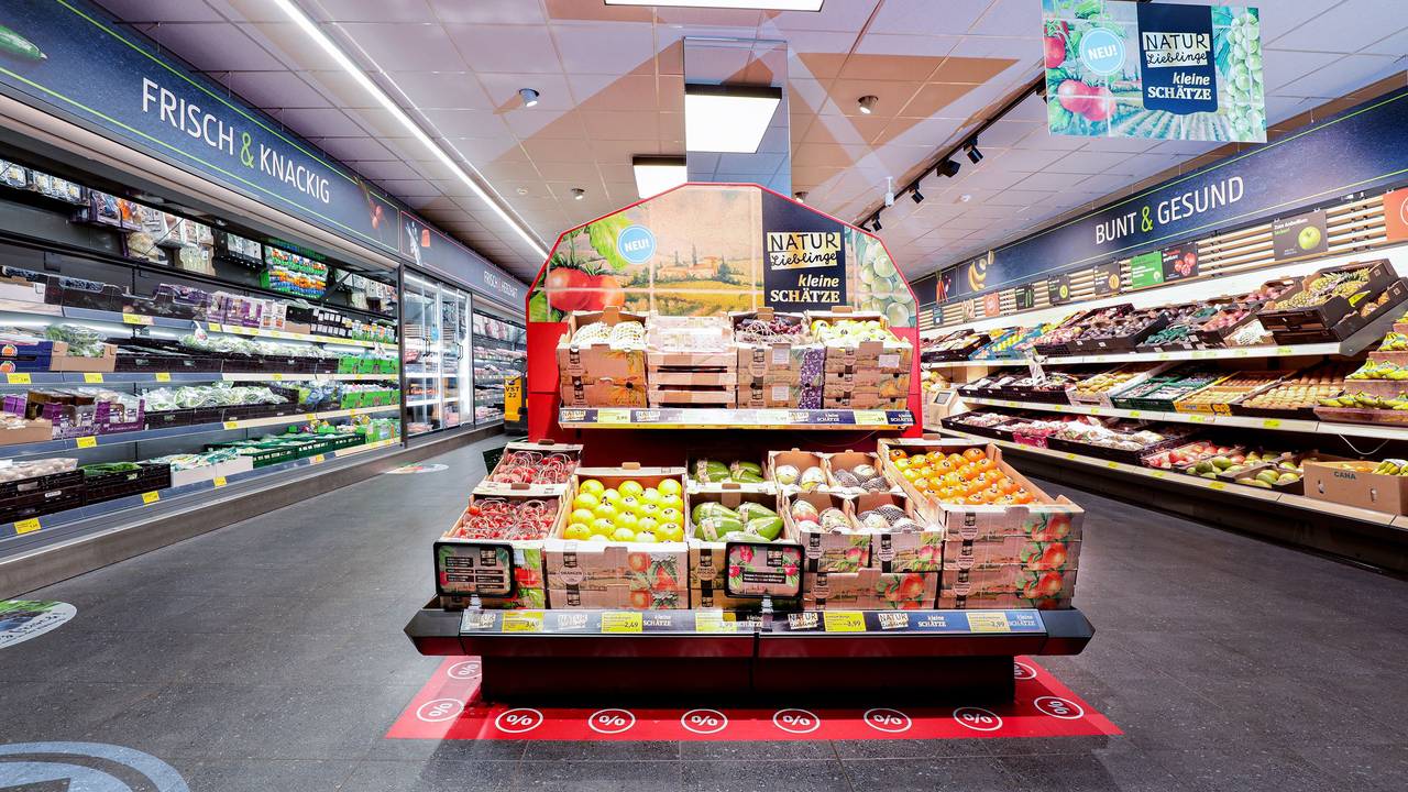 Die Obst- und Gemüseabteilung in einer Aldi-Filiale.