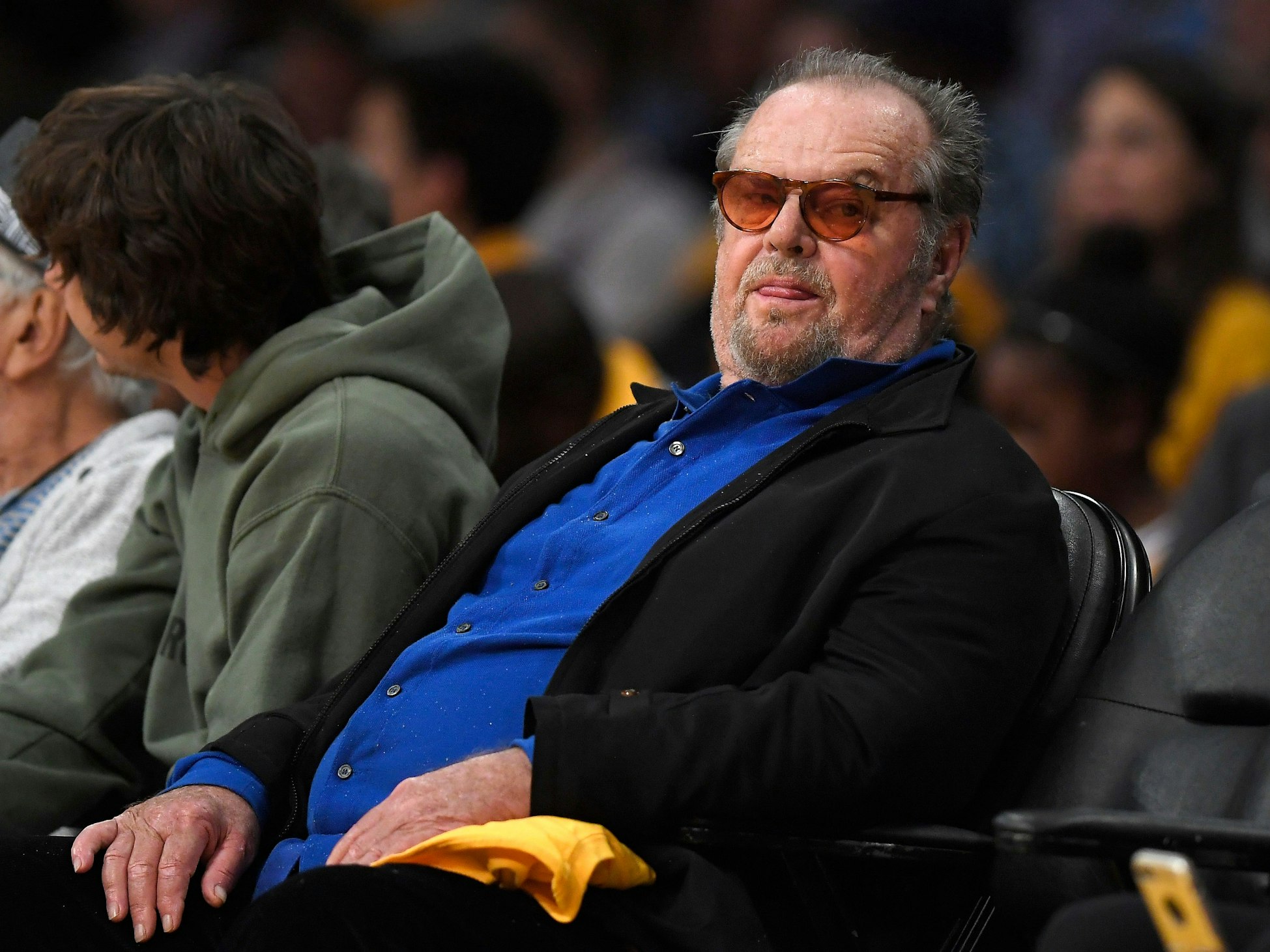 US-Schauspieler Jack Nicholson verfolgt am 19. Oktober 2017 in Los Angeles (USA) das NBA-Basketballspiel zwischen den Los Angeles Lakers und den Los Angeles Clippers.