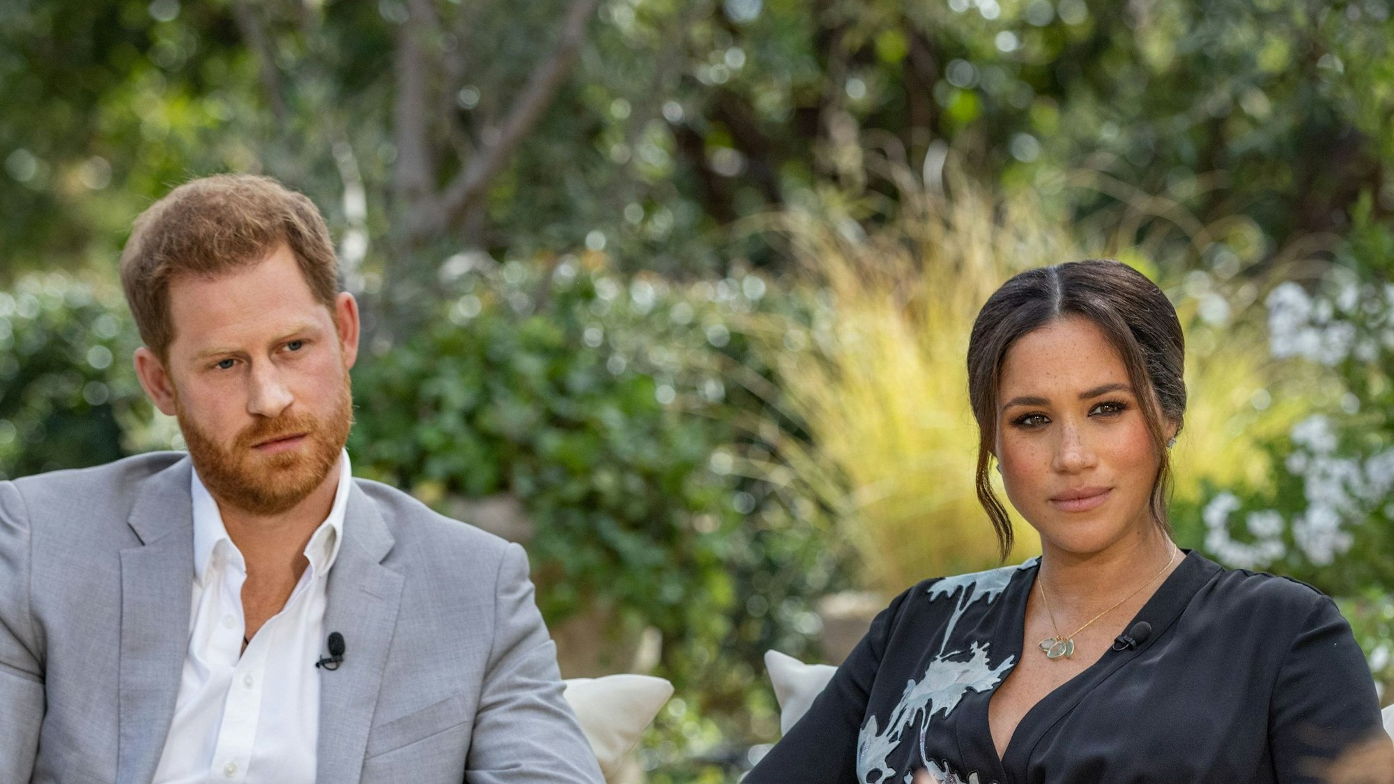 US-Moderatorin Oprah Winfrey spricht im März 2021 bei einem Interview mit Prinz Harry von Großbritannien und seiner Ehefrau Herzogin Meghan.