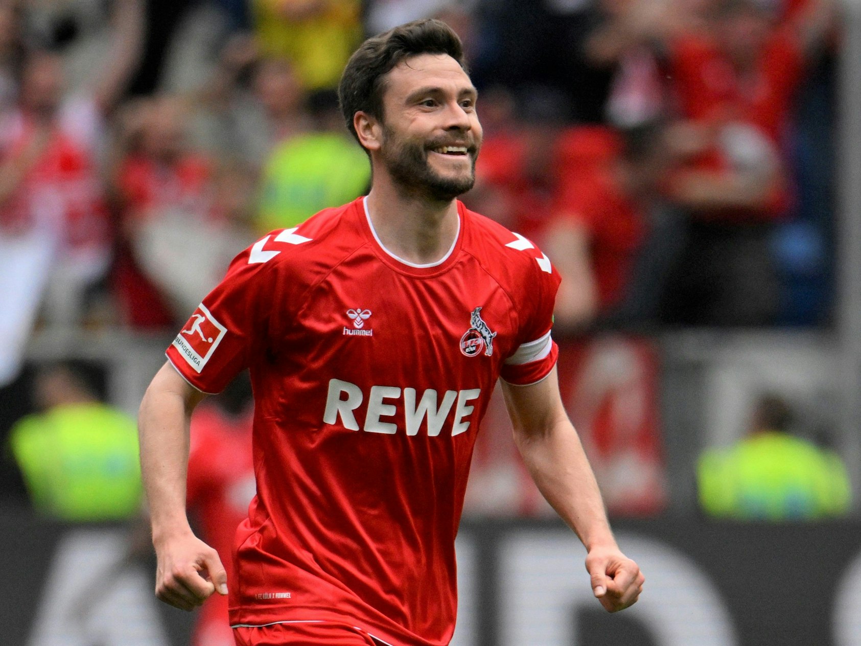 Jonas Hector jubelt beim Sieg des 1. FC Köln in Hoffenheim. Anschließend verkündete er sein Karriereende.