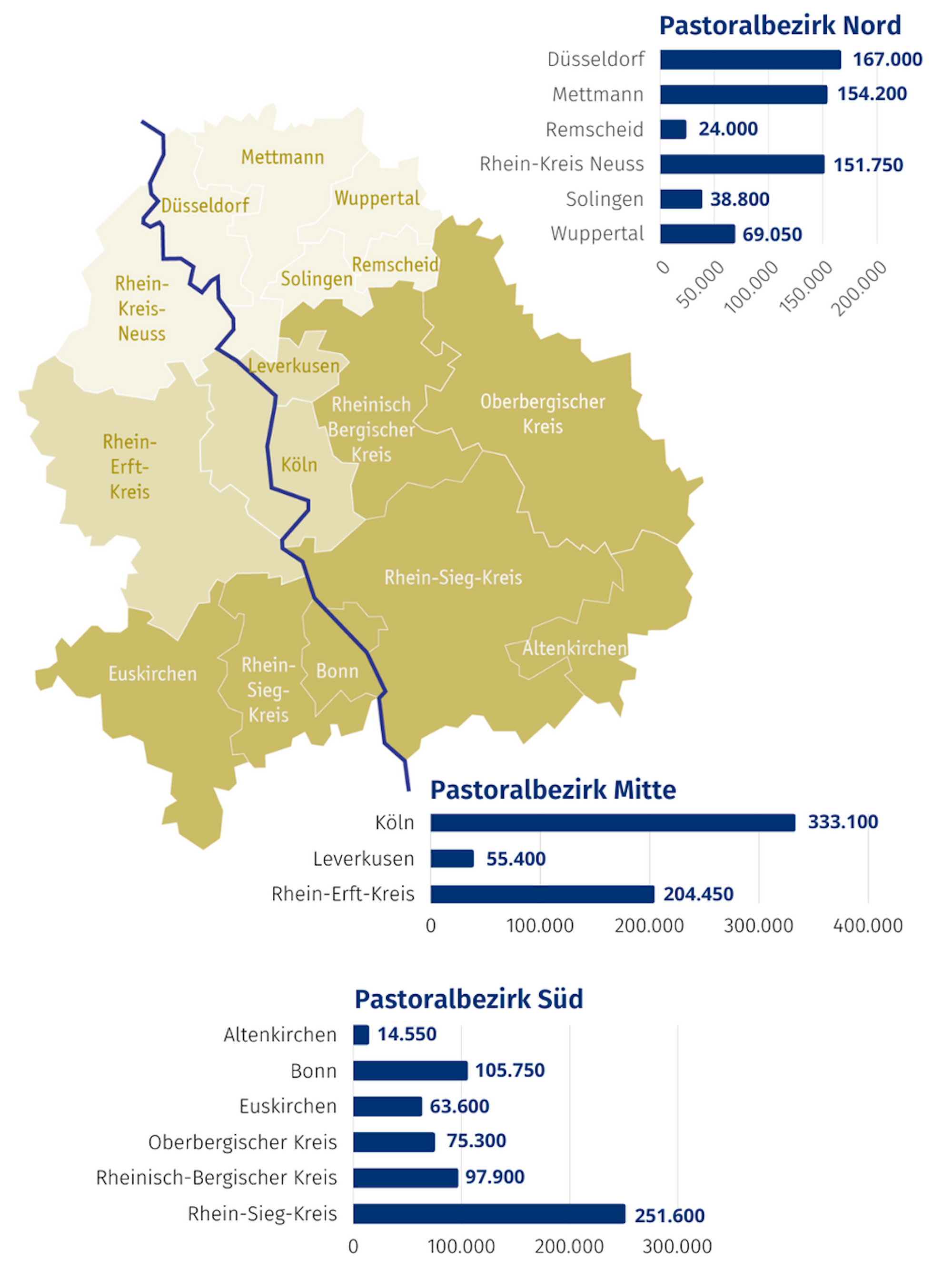 Karte des Geltungsbereichs des Erzbistums Köln.