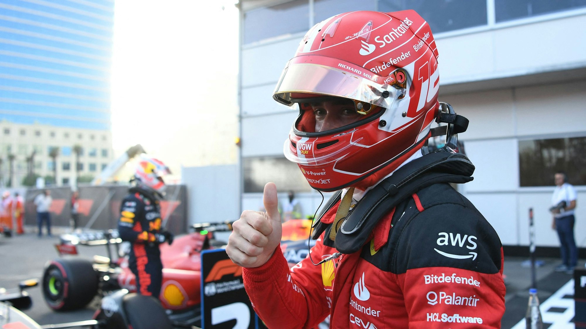 Ferrari-Pilot Charles Leclerc nach dem Qualifying in Baku.