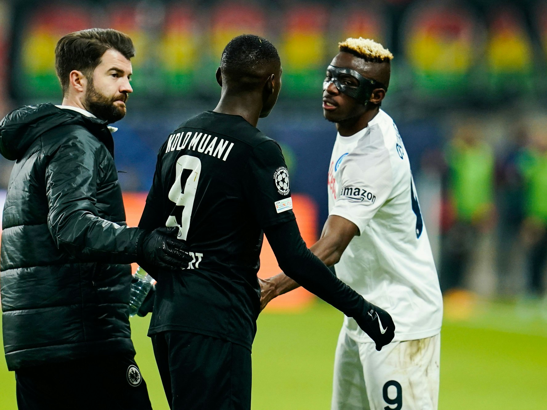 Victor Osimhen und Randal Kolo-Muani beim Champions League Achtelfinalspiel zwischen SSC Neapel und Eintracht Frankfurt am 21. Februar 2023.