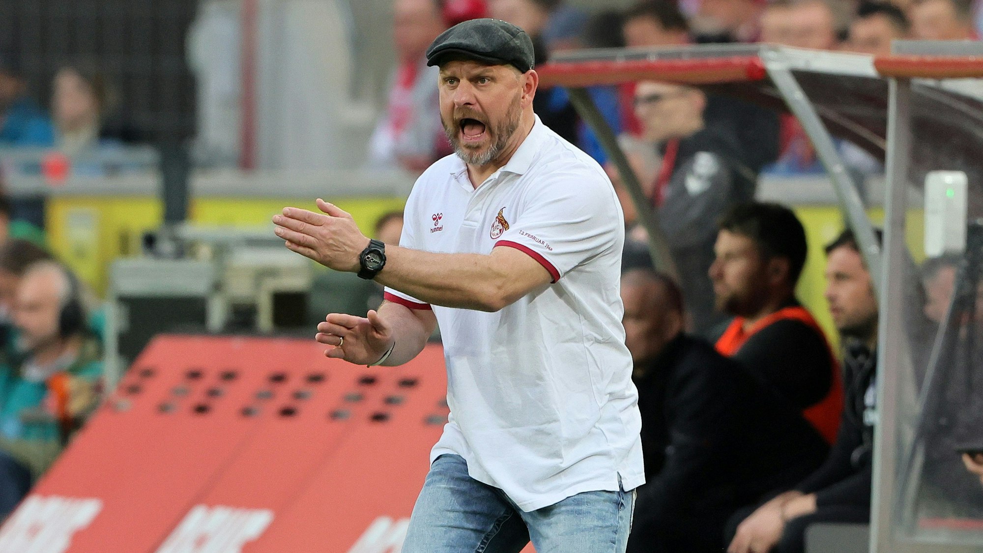 Steffen Baumgart dirigiert beim Heimspiel des 1. FC Köln gegen Hertha BSC.