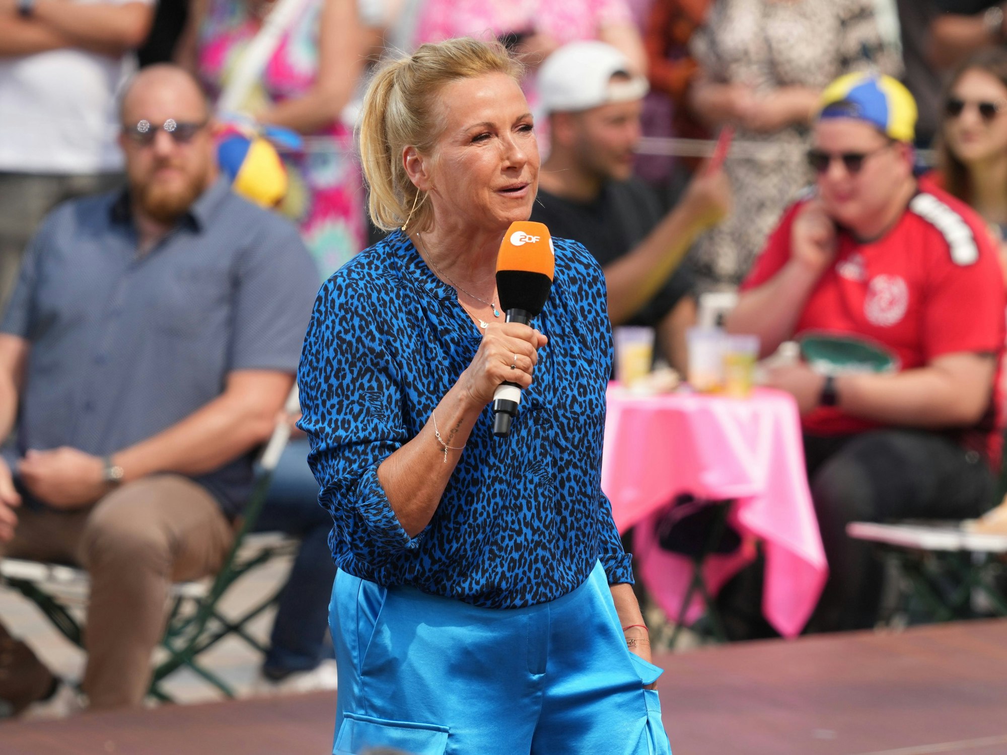 Moderatorin Andrea Kiwi Kiewel am 21.05.2023 in Mainz.