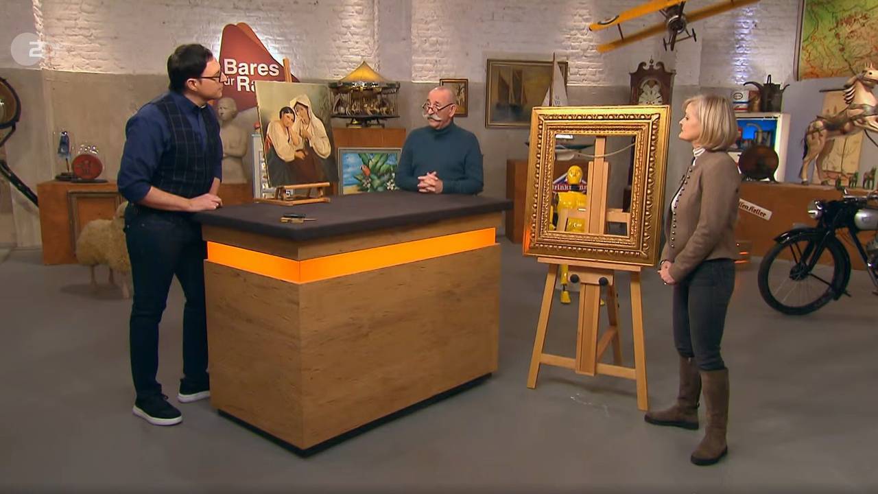 Kunsthistoriker Colmar Schulte-Goltz, hier gemeinsam mit Horst Lichter und Charlotte Nielsen bei „Bares für Rares“.