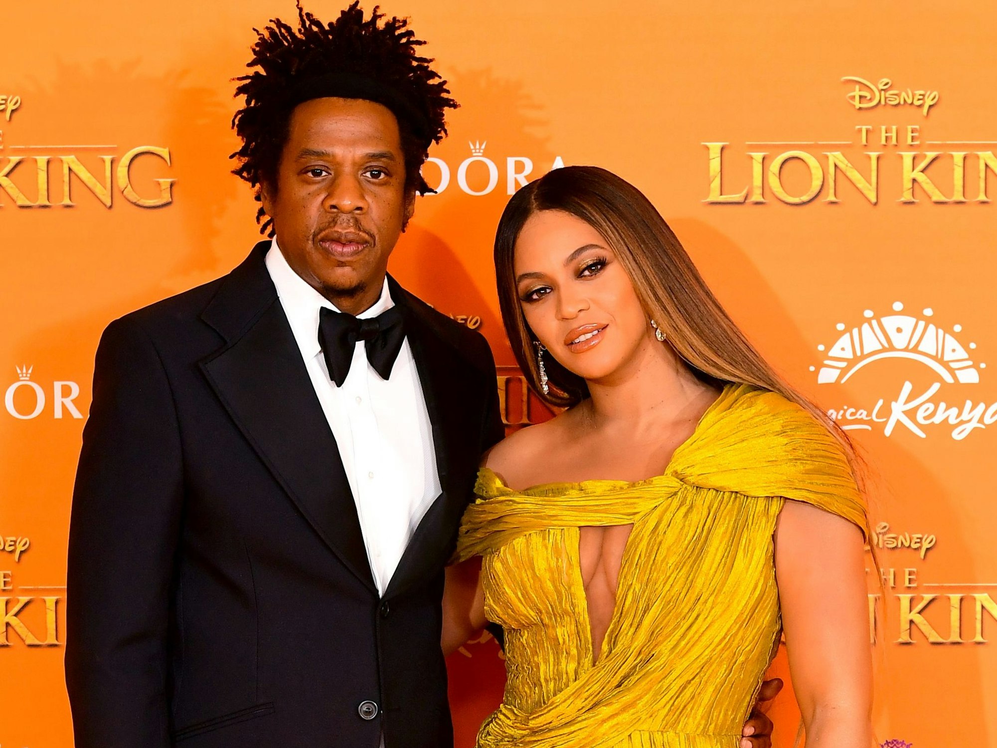 Jay-Z und Beyoncé besuchen die Europa-Premiere von „König der Löwen“ im Leicester Square.