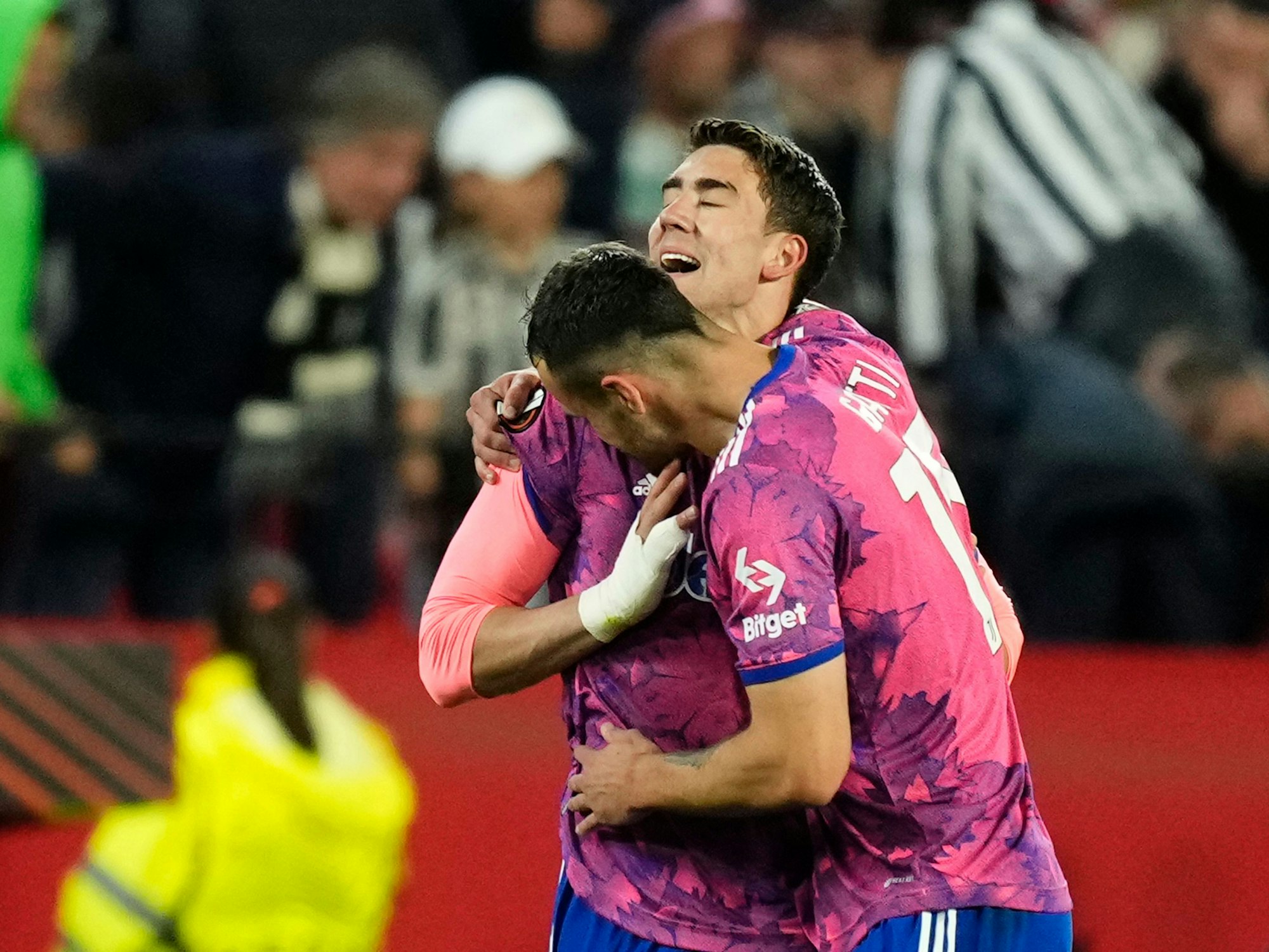 Dusan Vlahovic von Juventus jubelt.