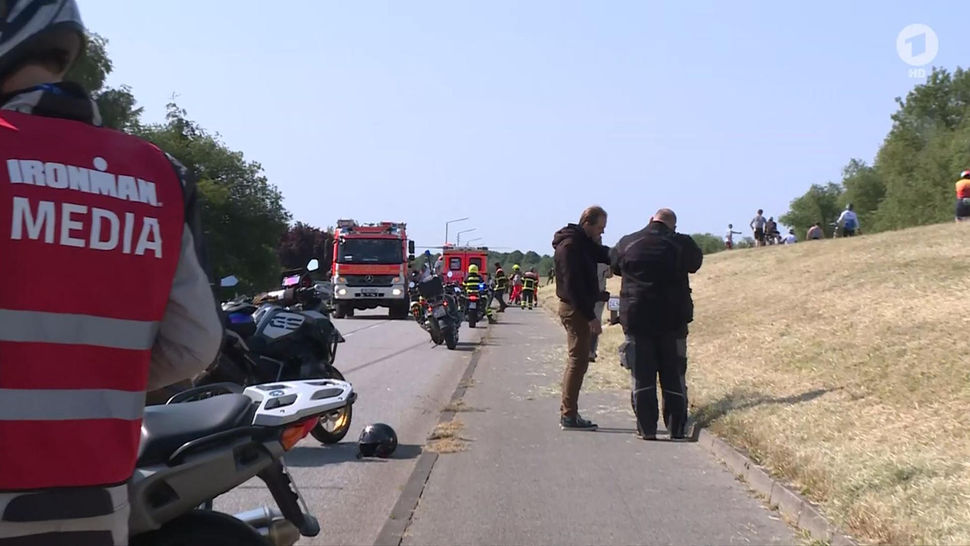 Unfallstelle bei der Ironman-EM in Hamburg.