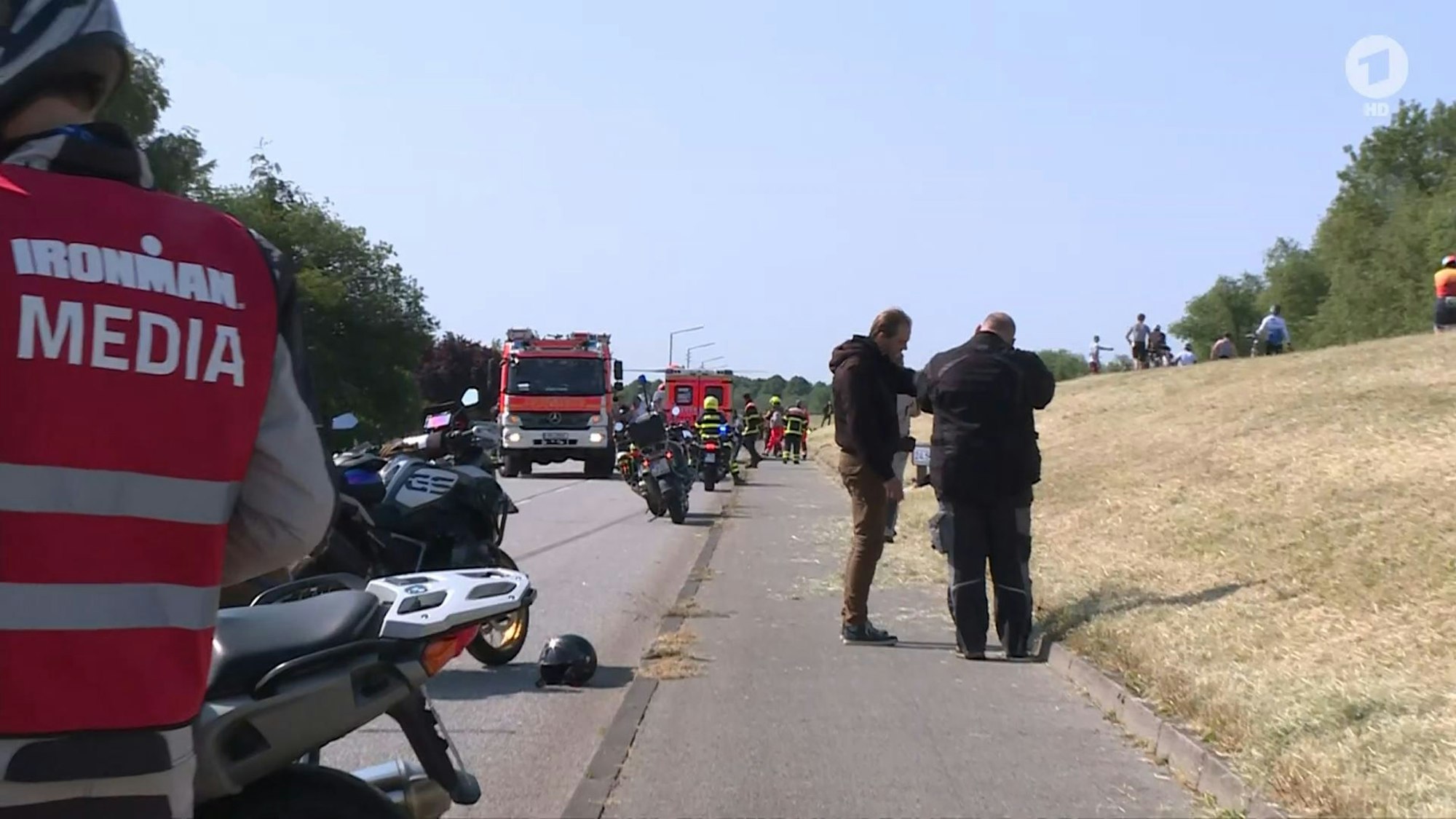 Unfallstelle bei der Ironman-EM in Hamburg.