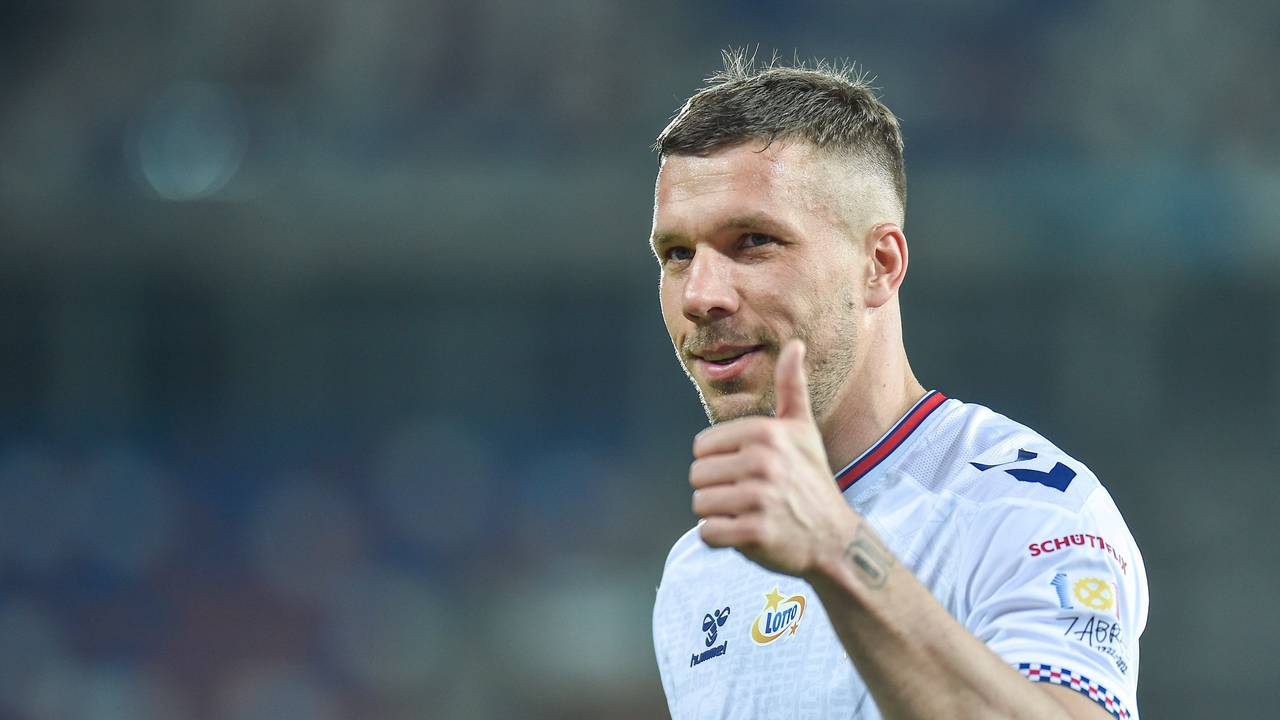 FC-Legende Lukas Podolski, hier in einem Spiel von Gornik Zabrze am 5. Mai 2023.
