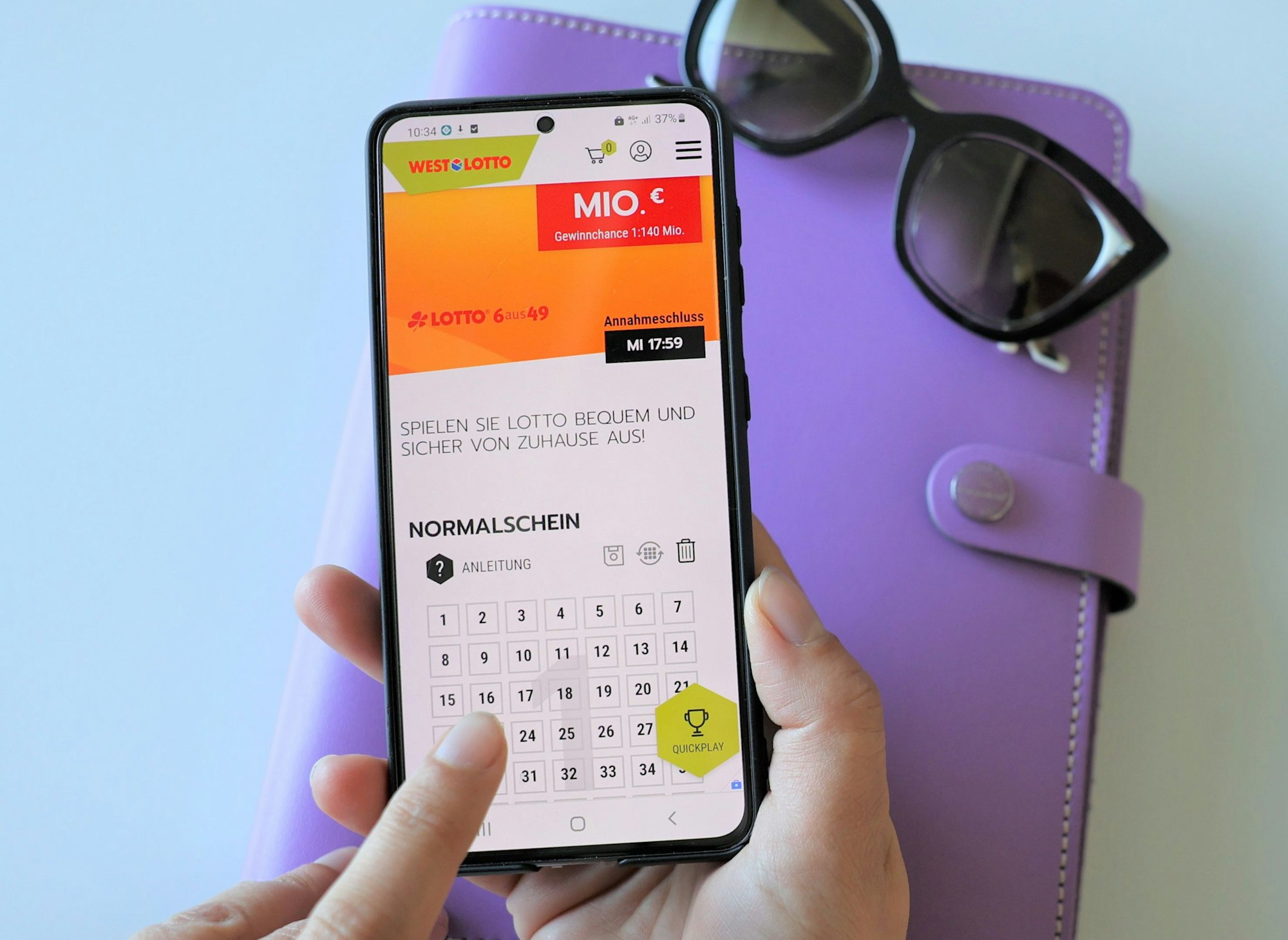 WestLotto tippen auf dem Smartphone.