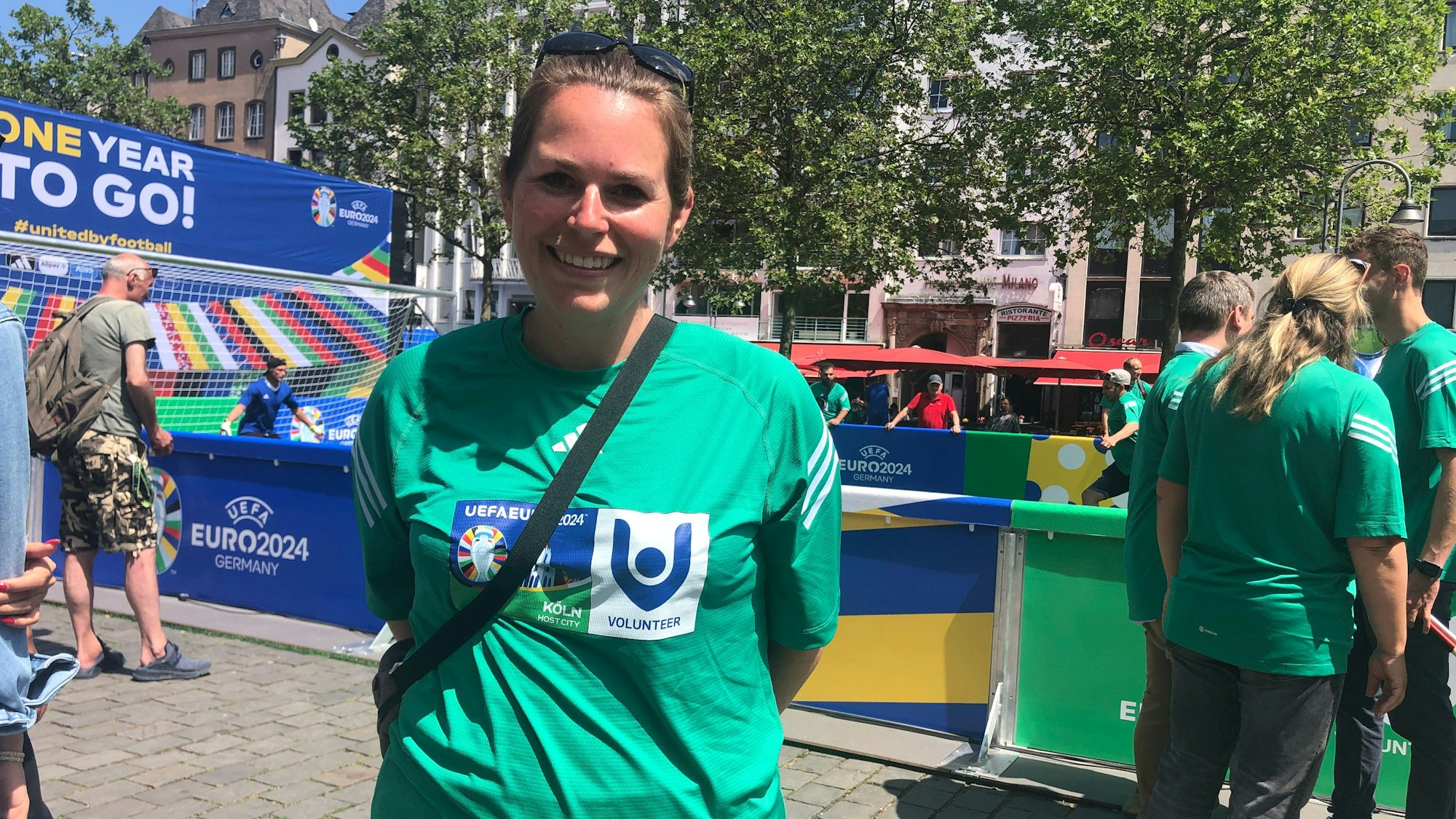 Christiane Herz bei dem Volunteer-Launch zur UEFA EURO 2024 am Kölner Heumarkt.