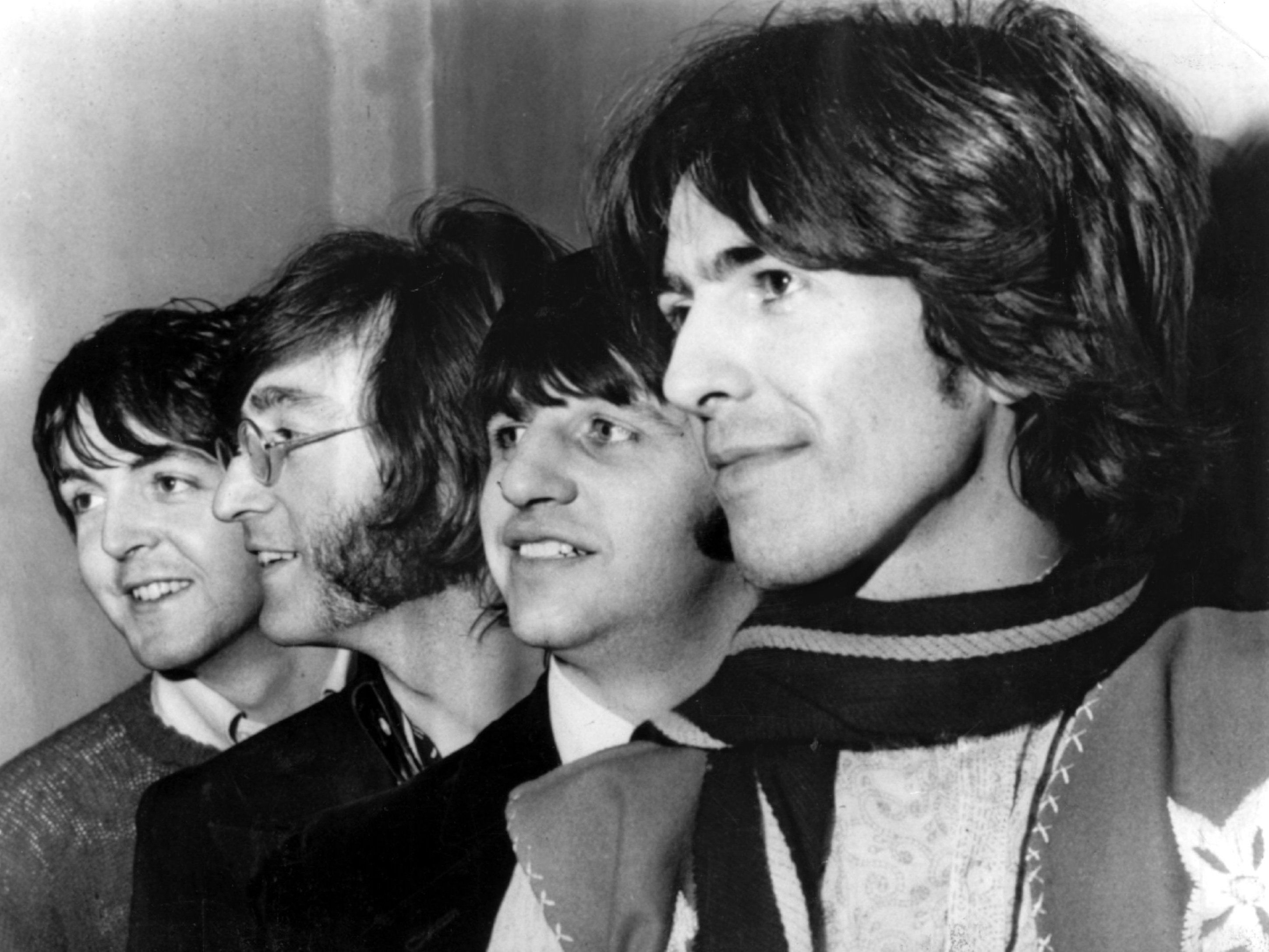 Die britische Band „The Beatles“ mit Paul McCartney John Lennon, Ringo Starr und George Harrison
