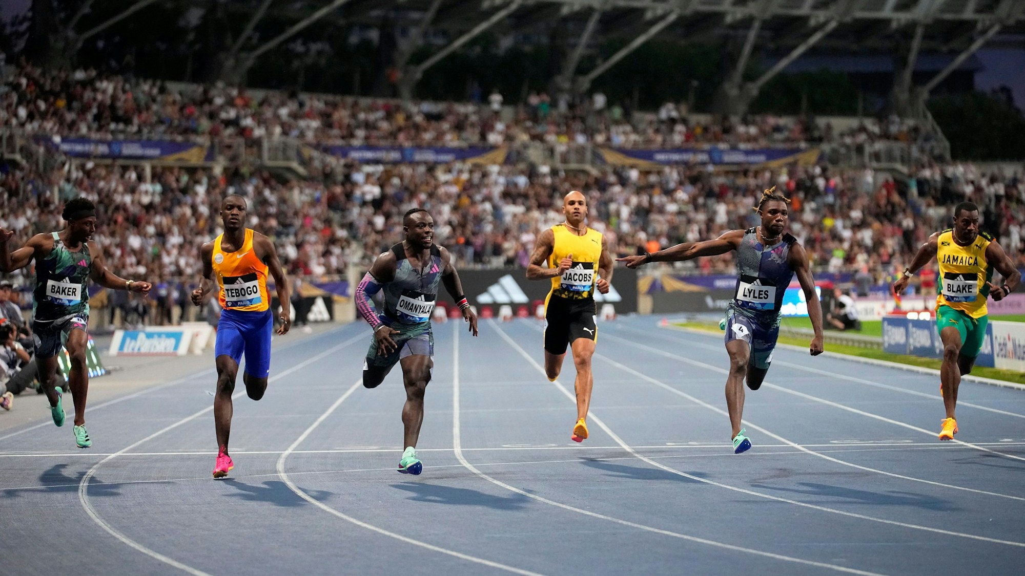 100-Meter-Läufer beim Diamond League Meeting in Paris.