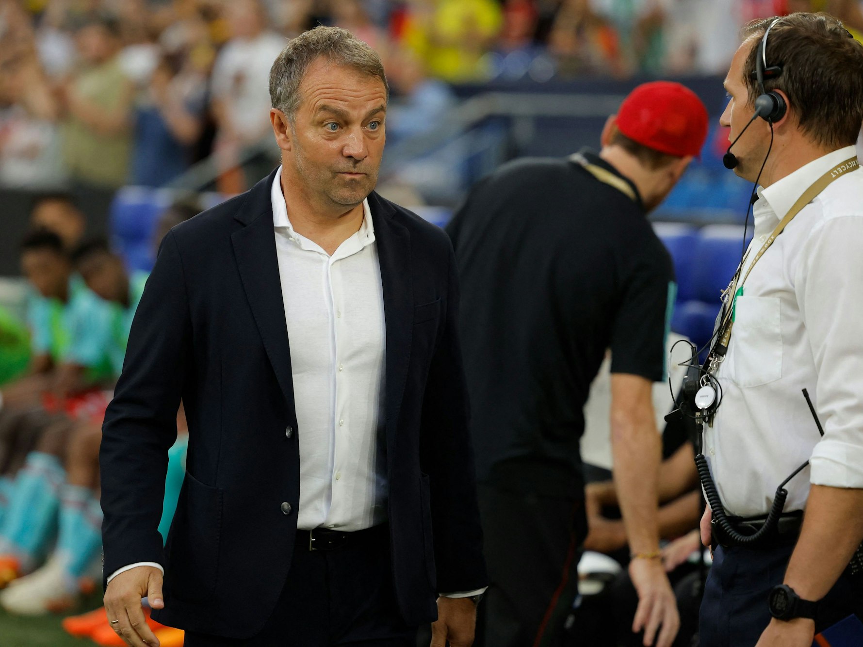 Germany's head coach Hans-Dieter Flick arrives for the international friendly football match between Germany and Colombia in Gelsenkirchen, western Germany on June 20, 2023. (Photo by Odd ANDERSEN / AFP)