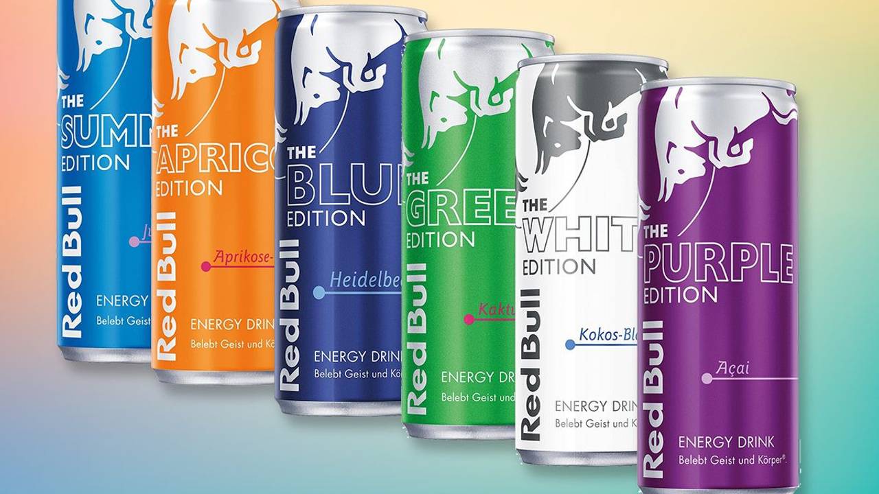 Verschiedene Red Bull Sorten